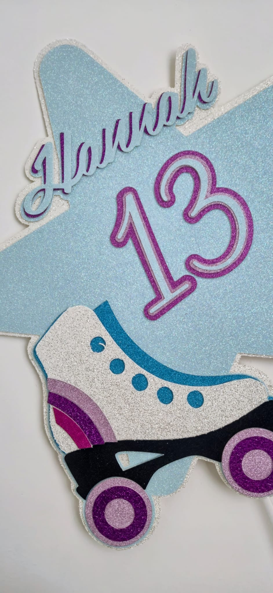 Personalised Roller Skate Birthday Cake Topper | Name & Age