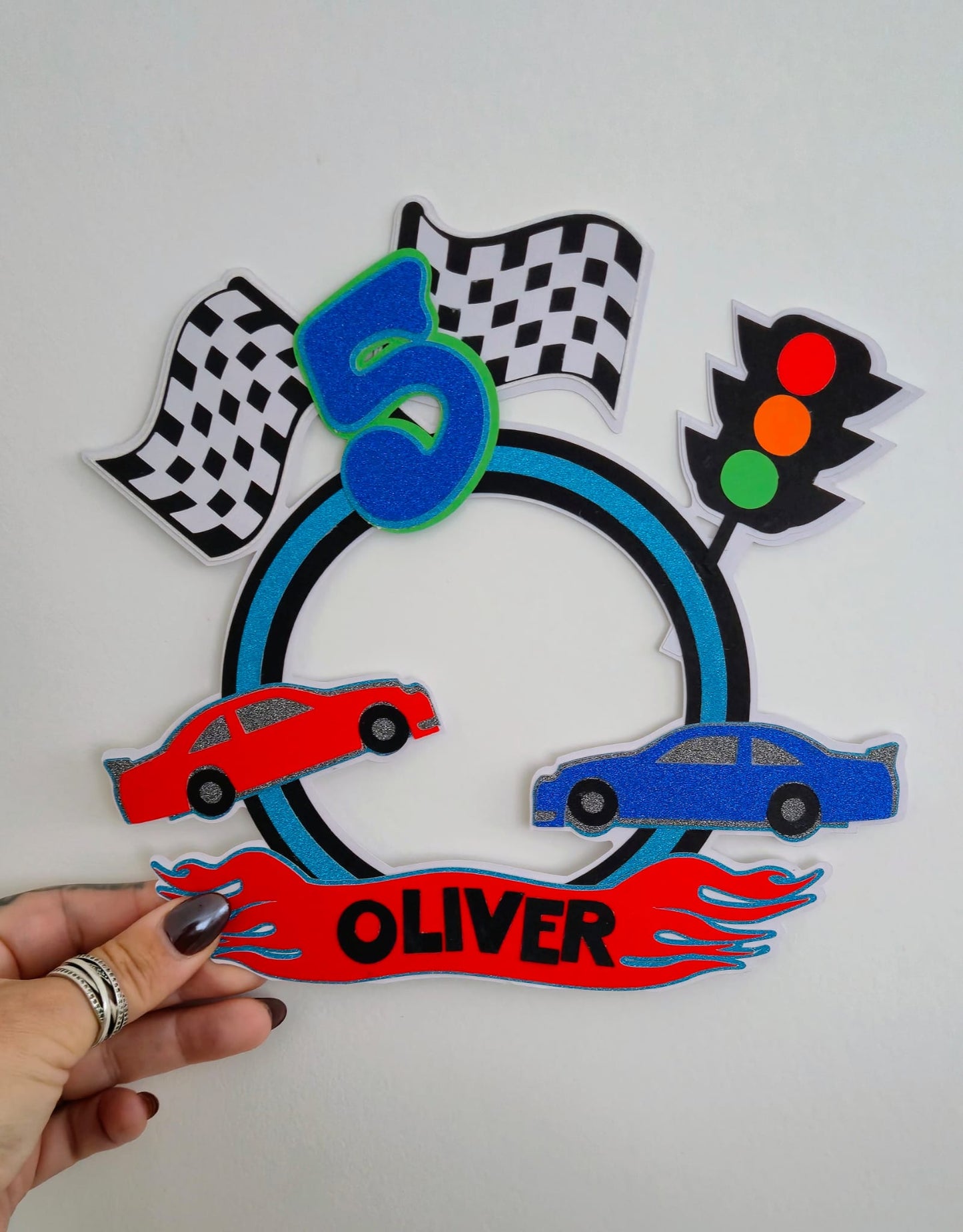 Car Racing Themed Large Cake Topper