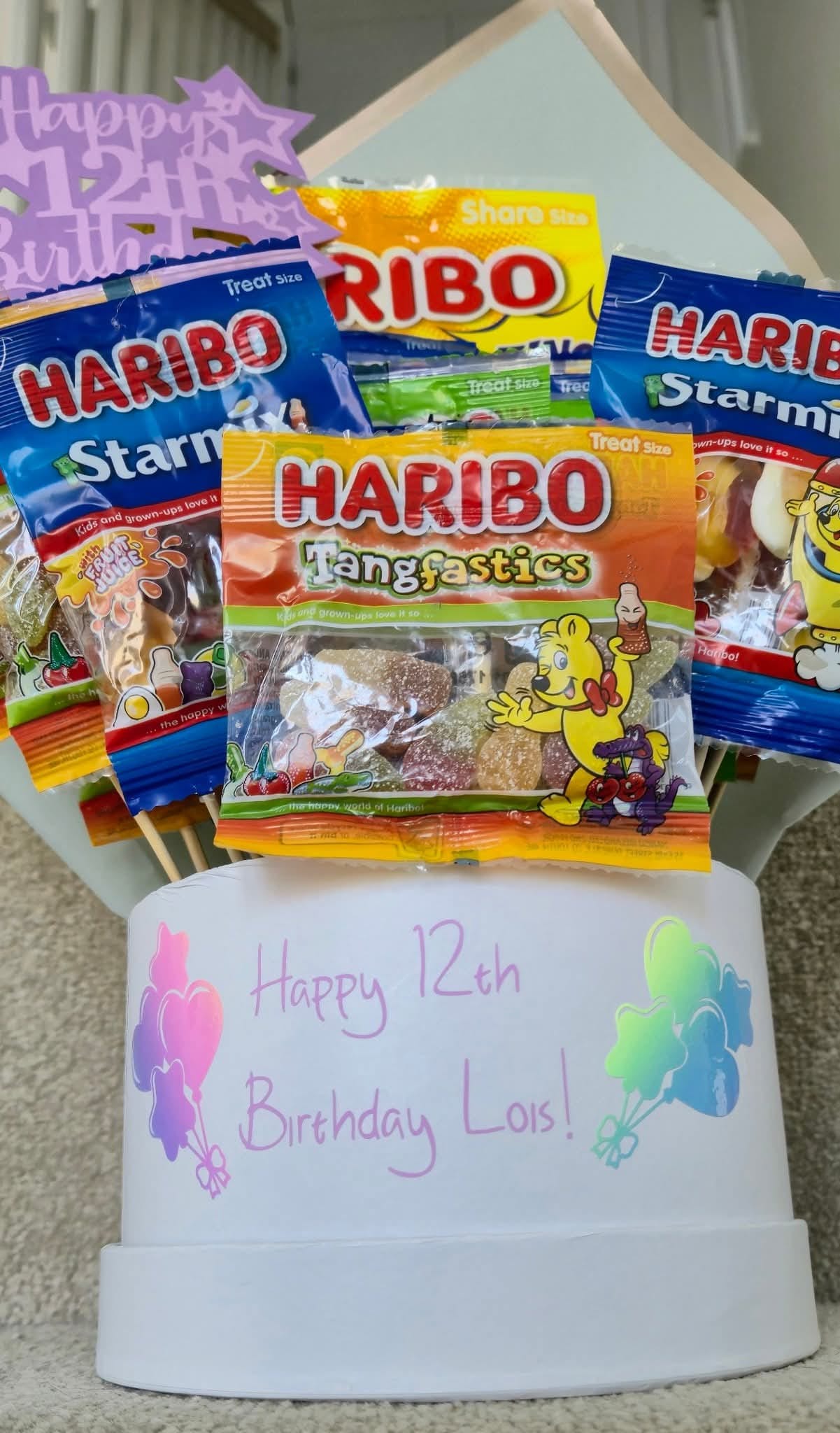 Personalised Haribo Hat Box Sweet Bouquet | Birthday Gift UK