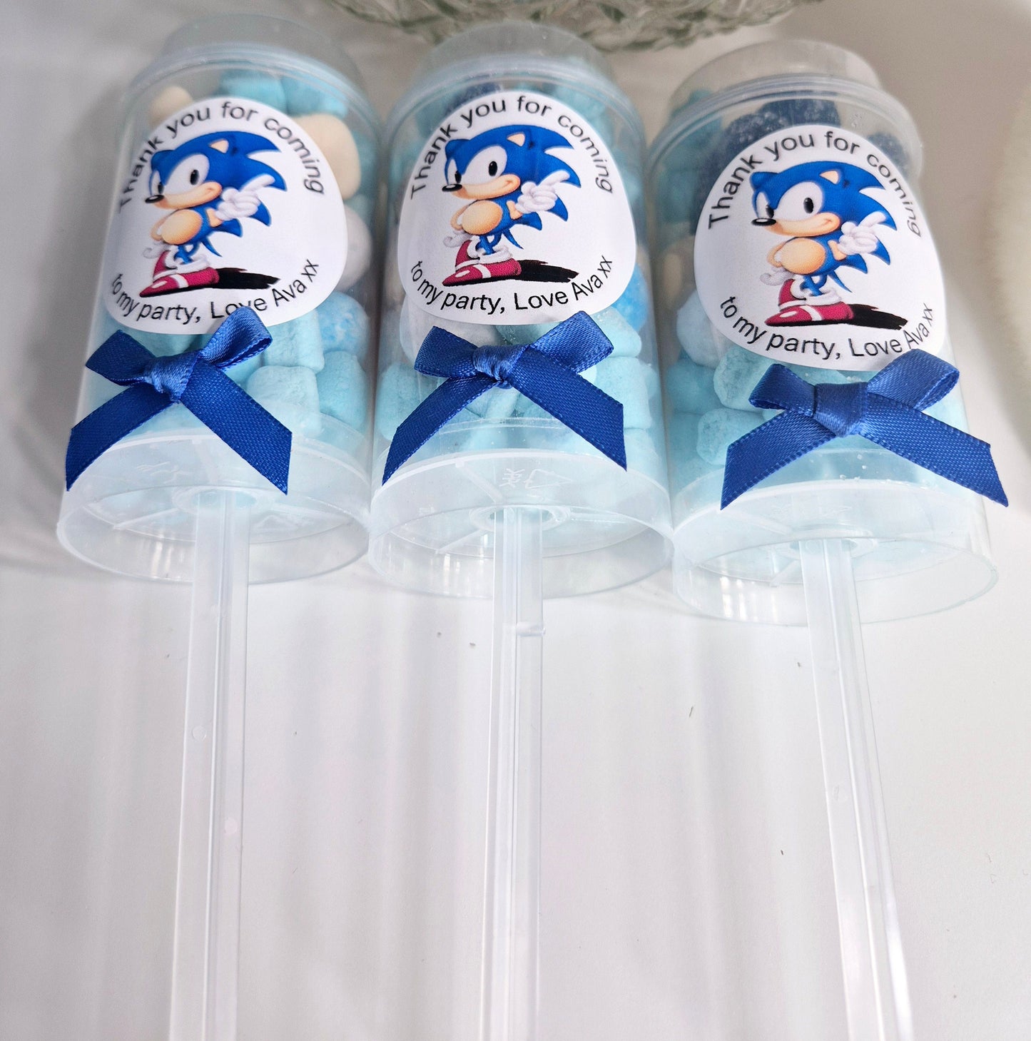 Soʼnic inspired sweet push pop - Party favour - Sònic inspired - Birthday party - Prefilled sweet push pops