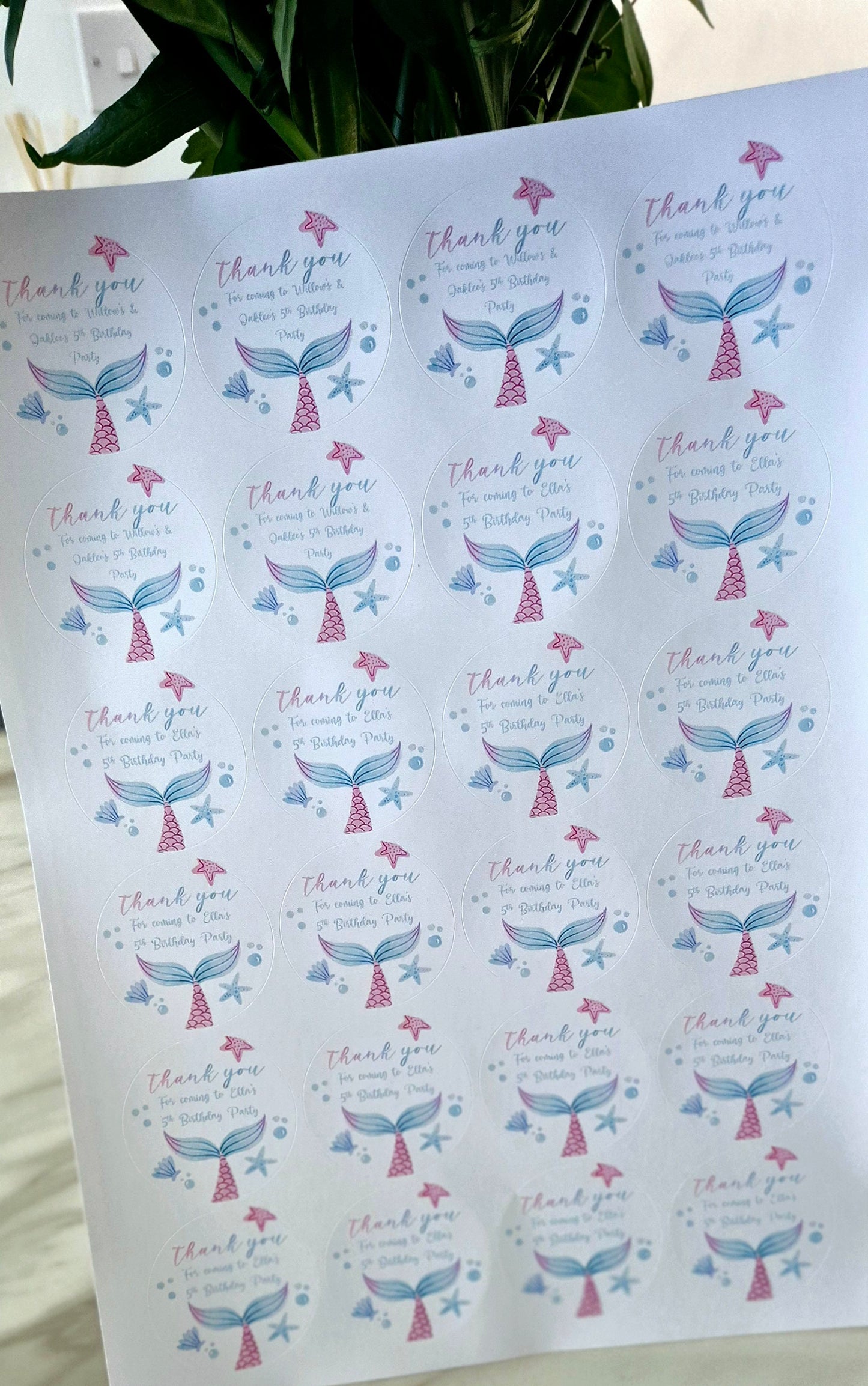 Mermaid Stickers: Glossy Party Favor Stickers (24 per sheet)