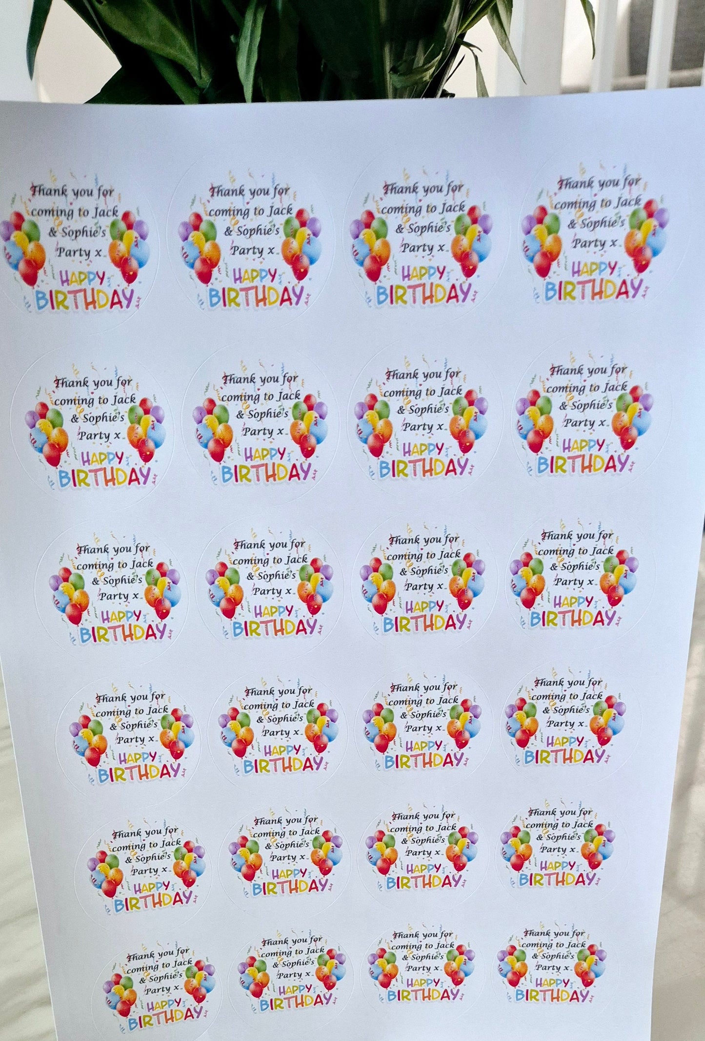 Happy Birthday Stickers: Glossy Party Favor Labels (45mm, Set of 24)