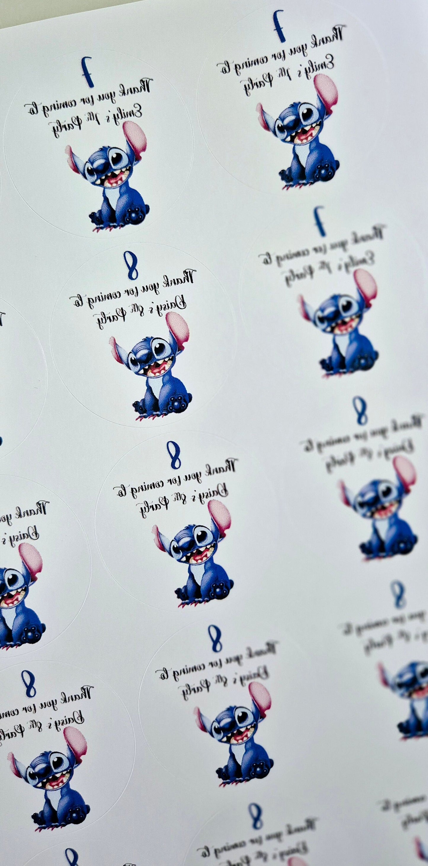 Stitch Stickers: Glossy Party Favor Labels (24 per sheet)