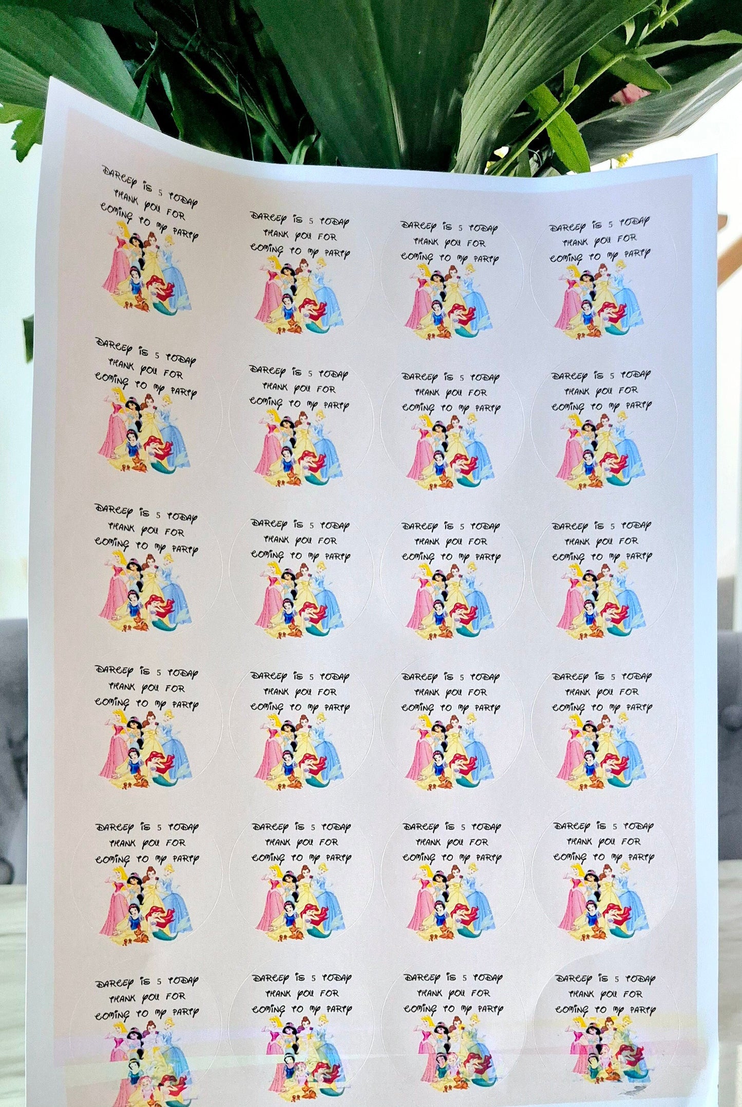Princess Party Stickers: Glossy Favor Bag Labels (45mm)