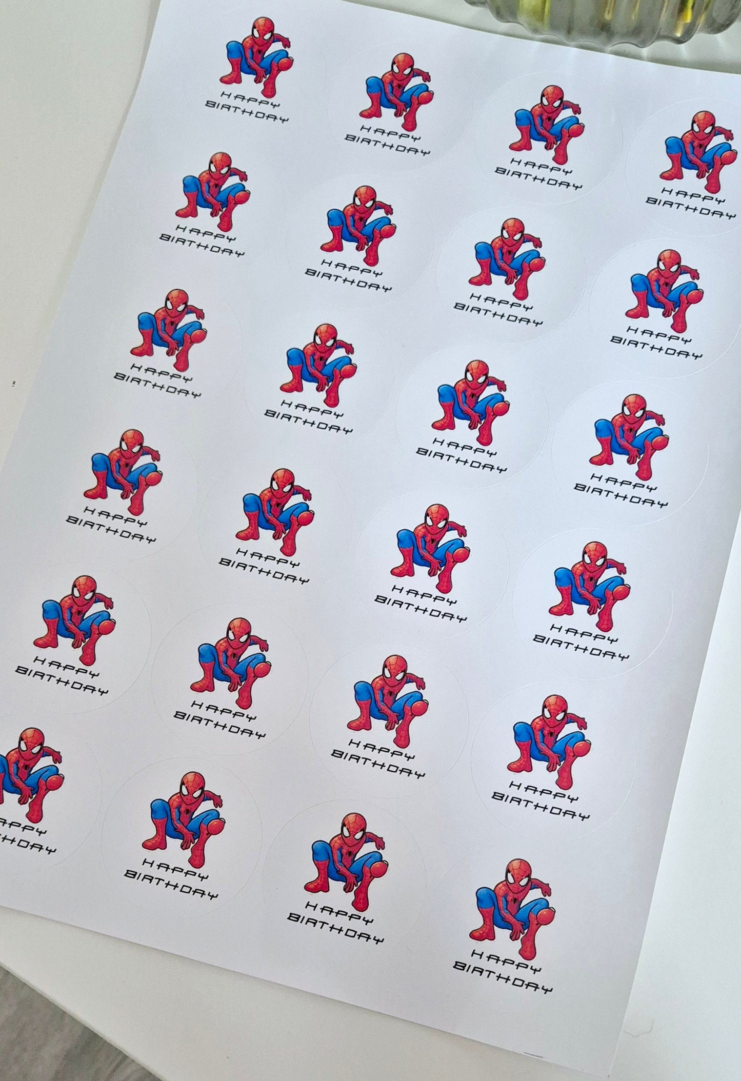 Spider-Man Birthday Stickers: Glossy Party Favor Labels (Set of 24)