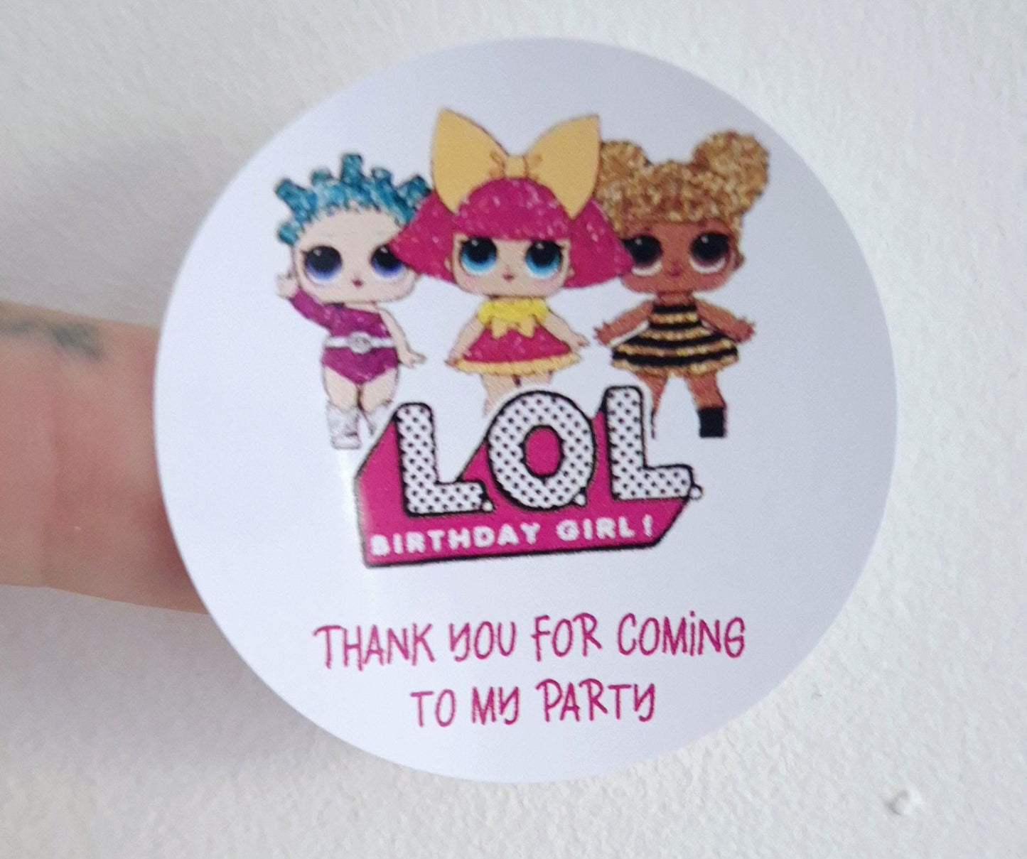 Doll Inspired Stickers: Glossy Party Favor Labels (Set of 24)