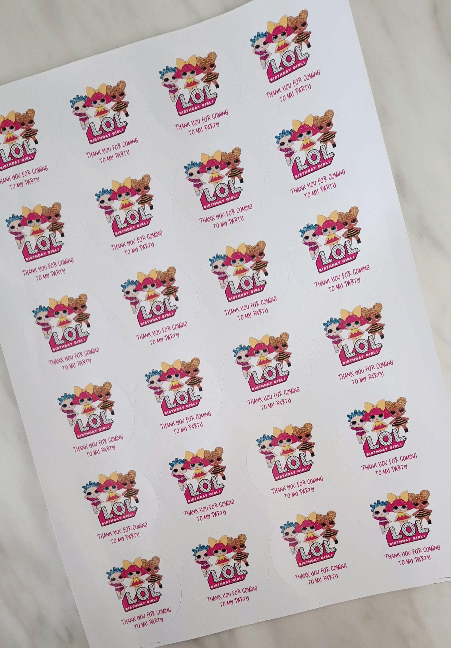 Doll Inspired Stickers: Glossy Party Favor Labels (Set of 24)