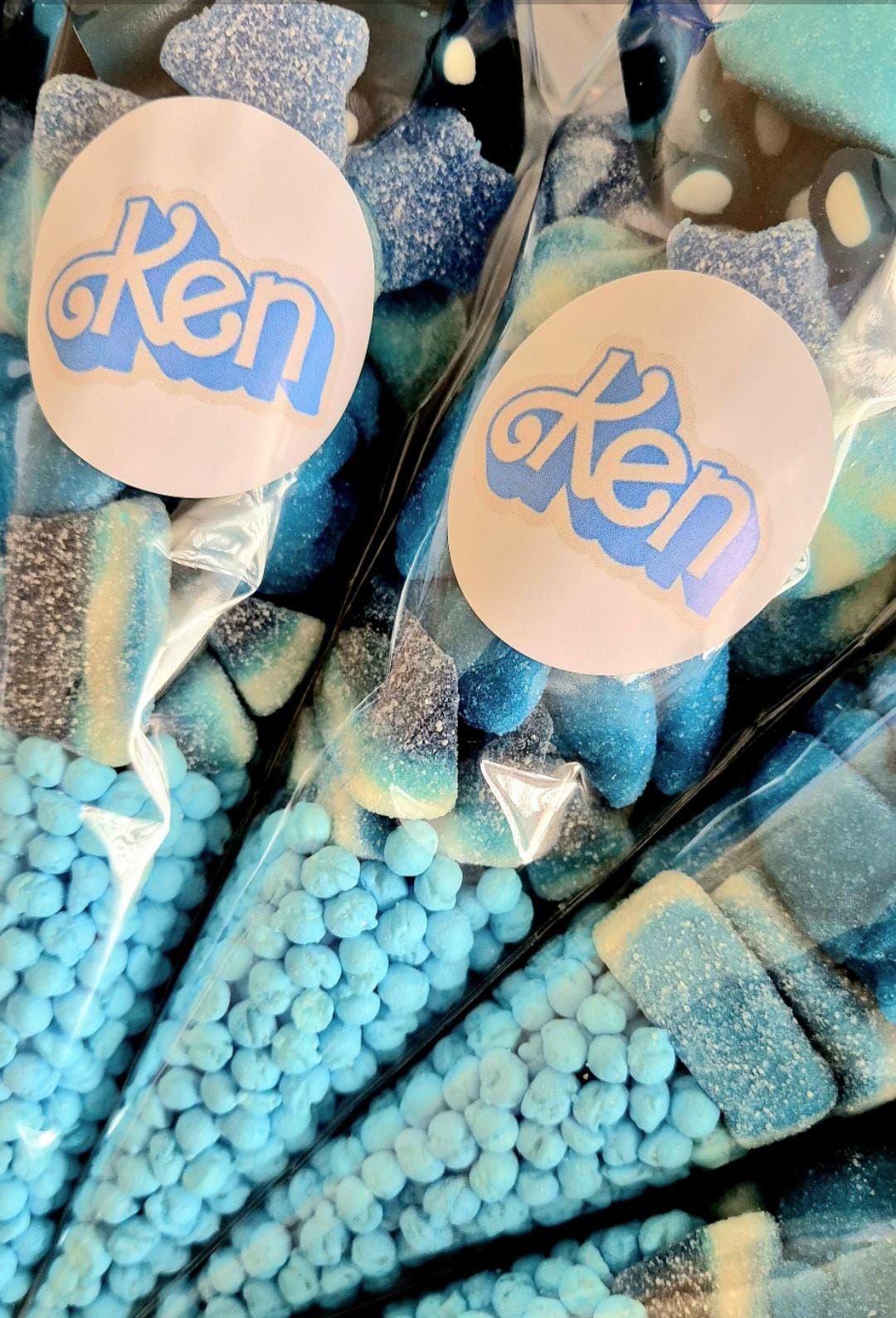 Character Party Cones: Blue Candy Favors with Ken Sticker