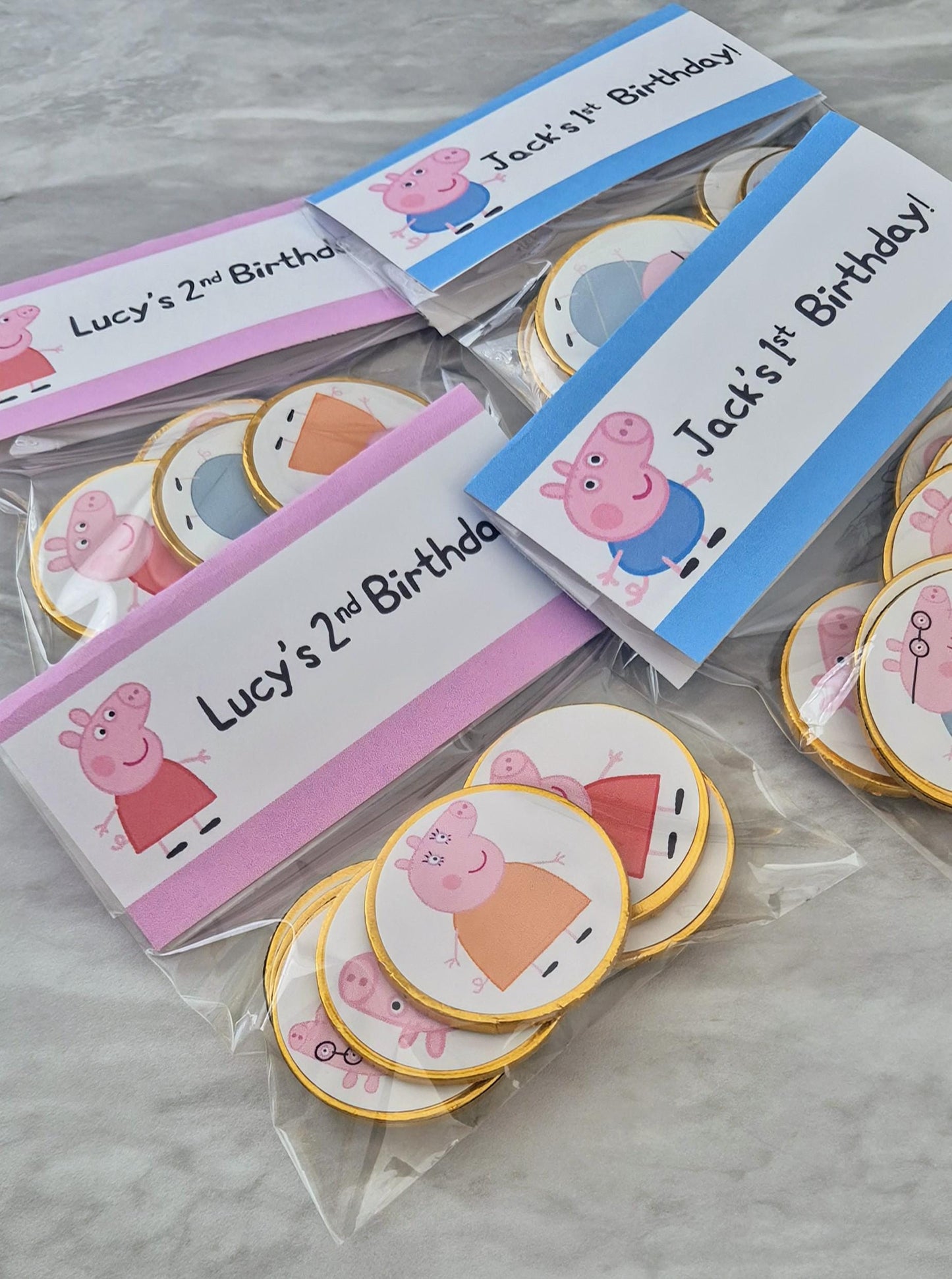 PIG inspired party favours - PIG inspired chocolate coin bags - Party favours