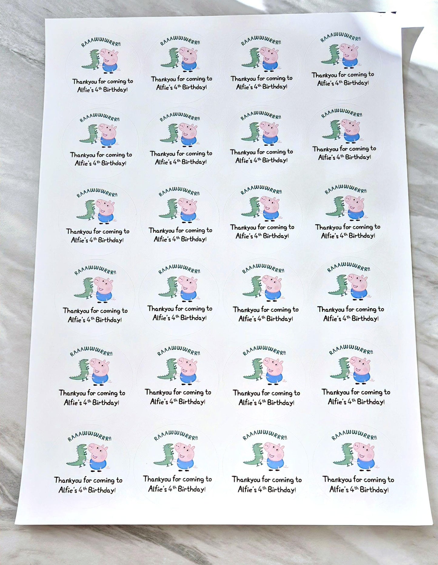 Pig Birthday Party Stickers: Glossy Favor Labels (24 per sheet)