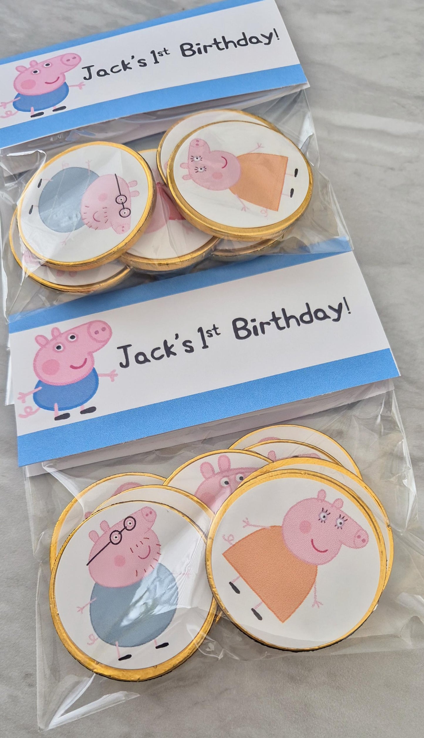PIG inspired party favours - PIG inspired chocolate coin bags - Party favours