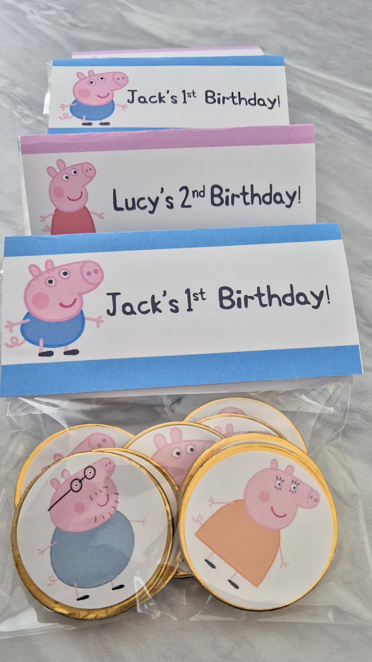 PIG inspired party favours - PIG inspired chocolate coin bags - Party favours
