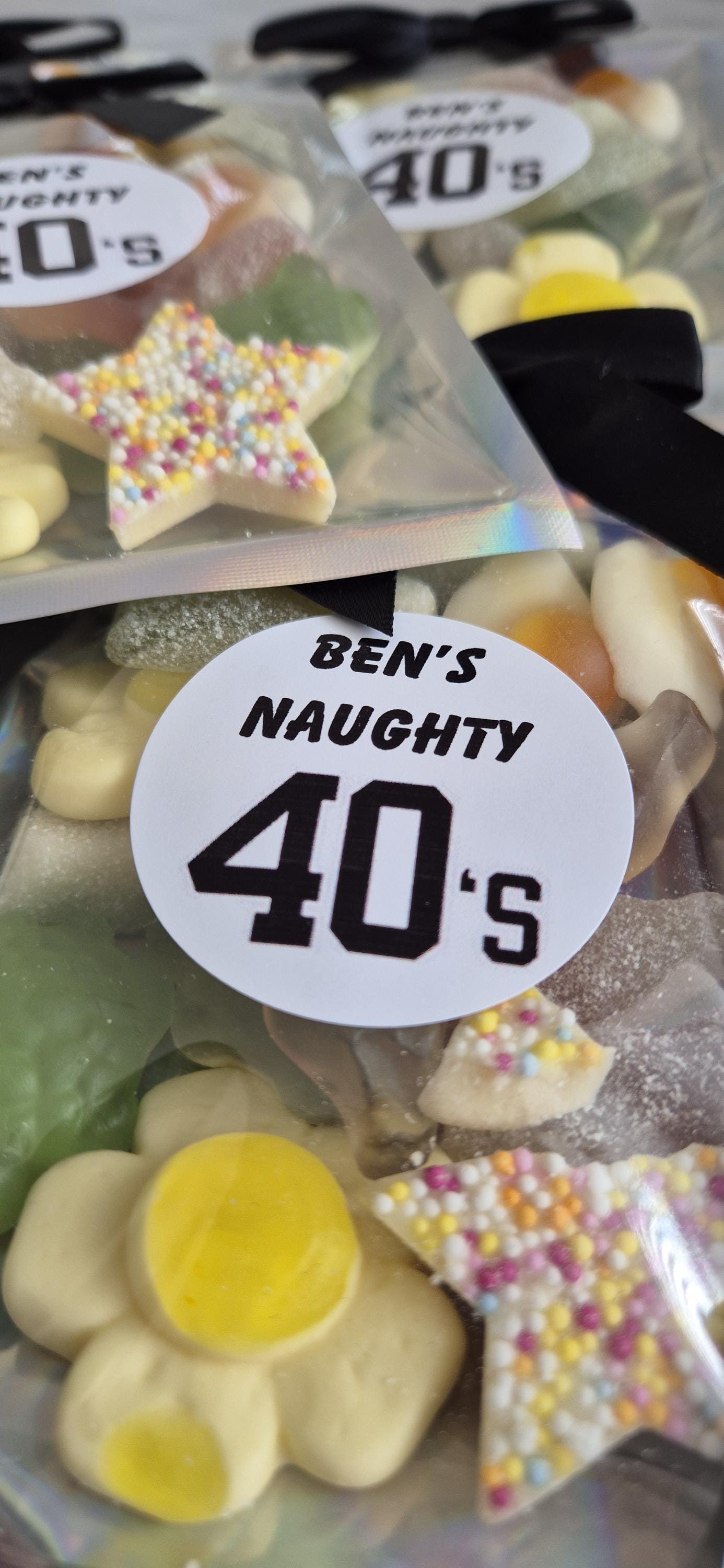 40th birthday sweet pouches - Party favours
