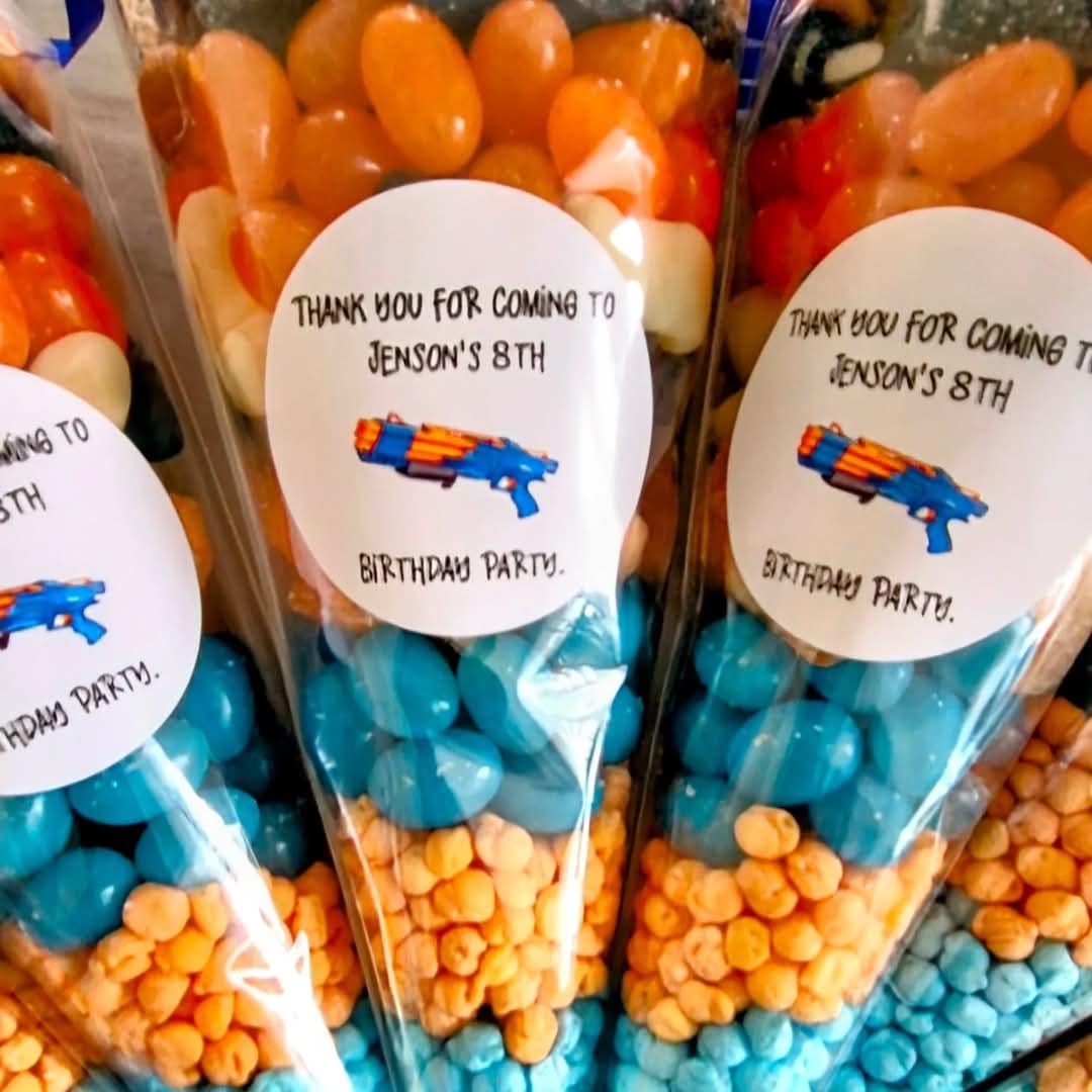 Nerf Birthday Party Cones: Personalized Sweet Favors
