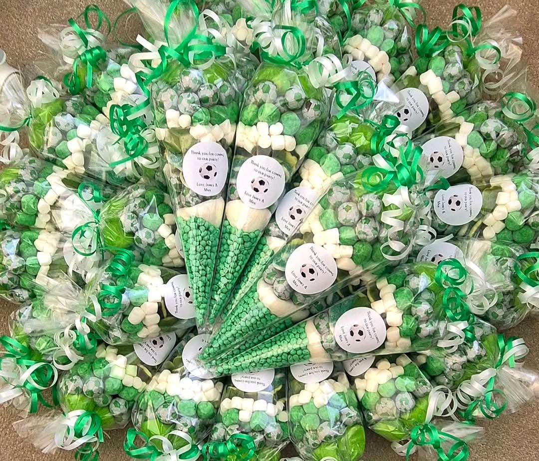 Football sweet cones- Party cones - football inspired sweet cones- football favours