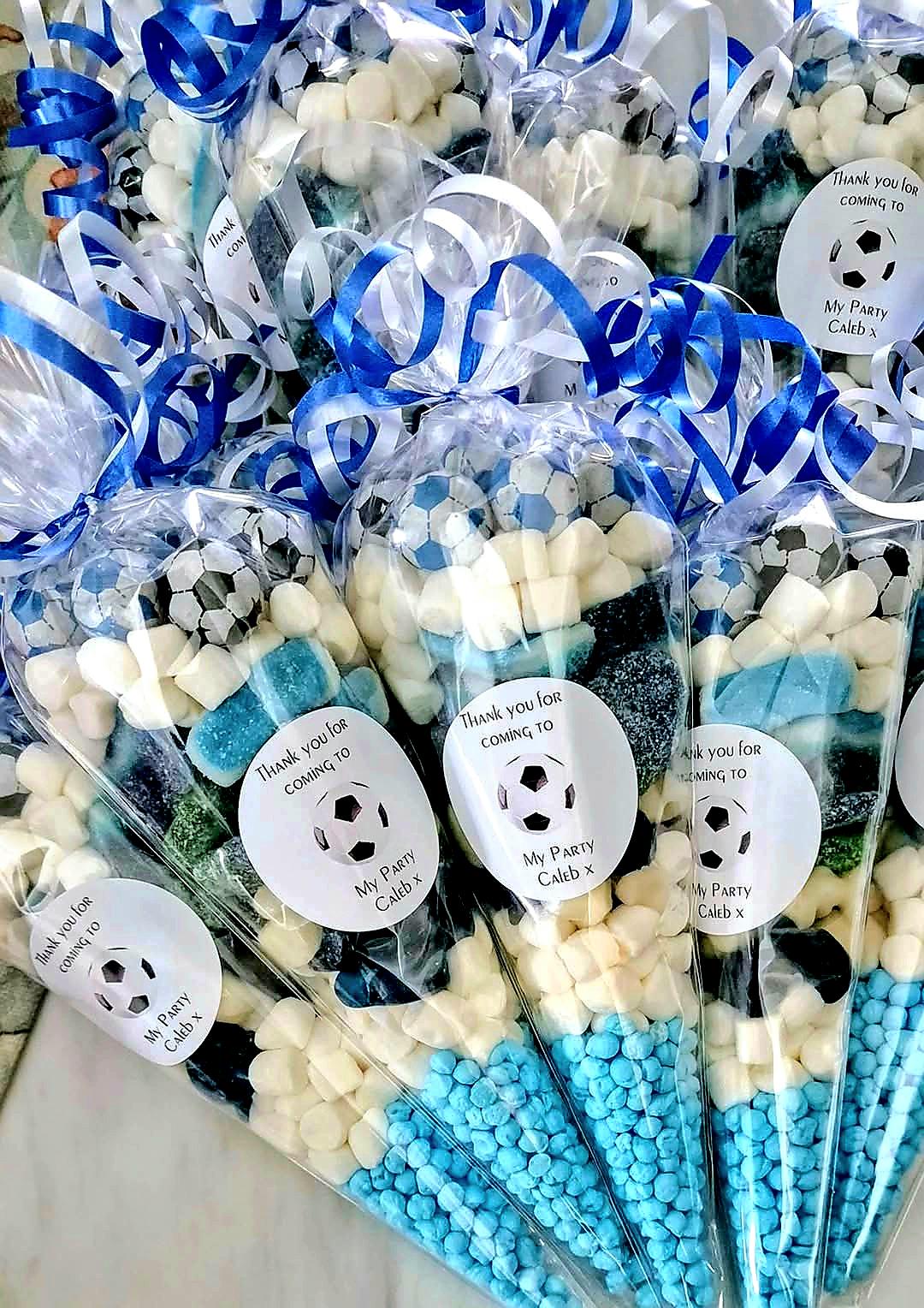 Personalized Football Party Sweet Cones: Gummy & Marshmallow Favors