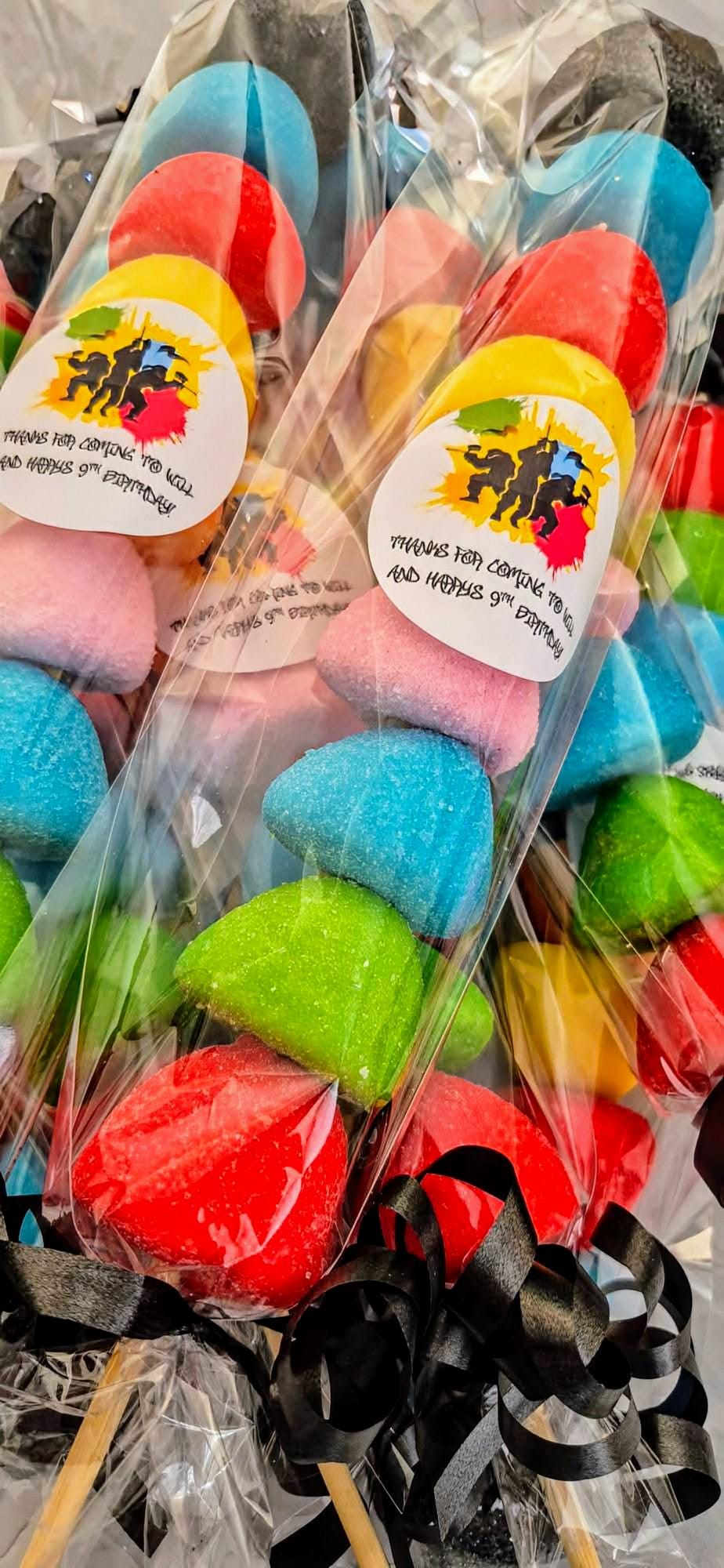 Paintball kebabs- Mallow kebabs - Colourful kebabs - paintball mallows
