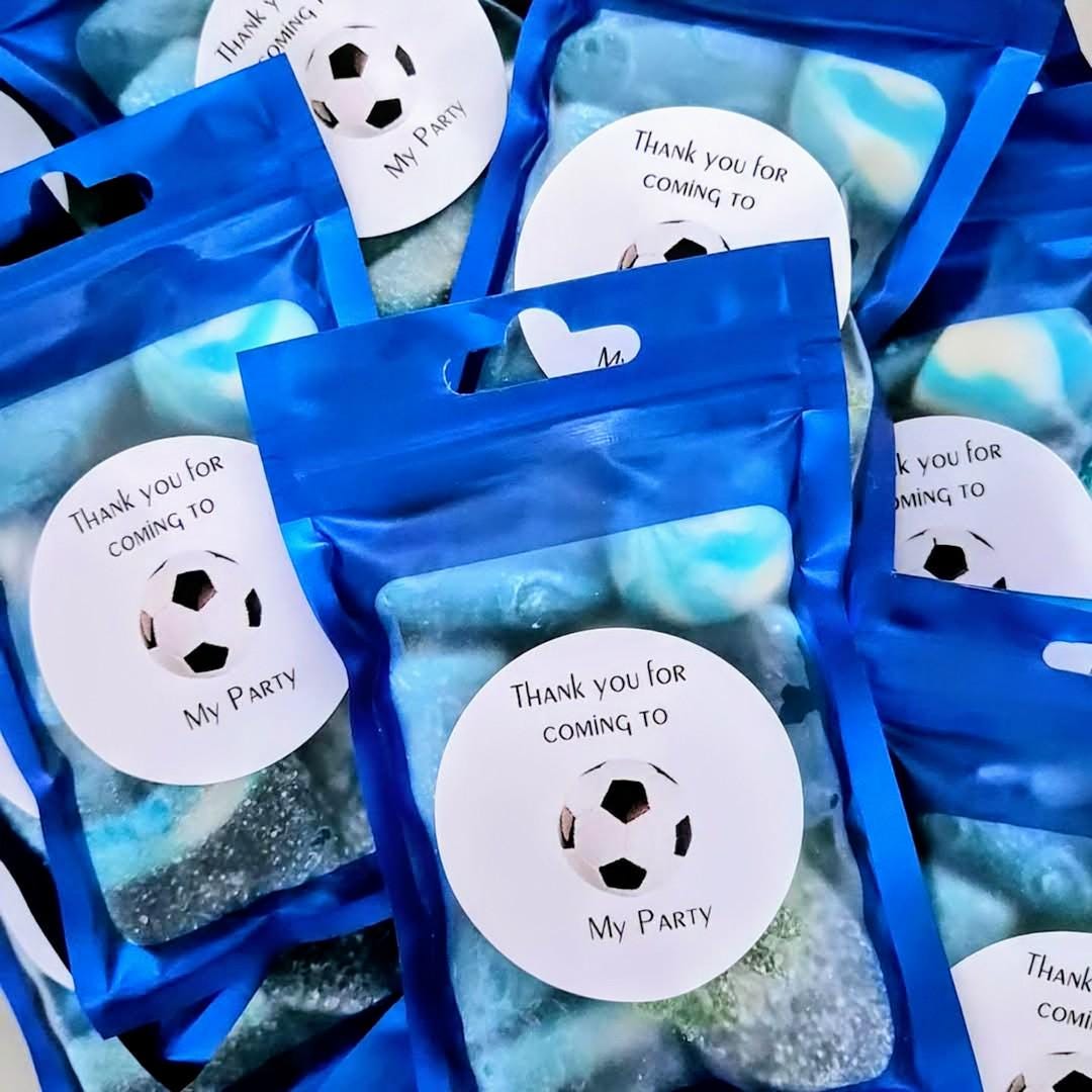 Football Party Favor Sweet Bags: Personalized Stickers