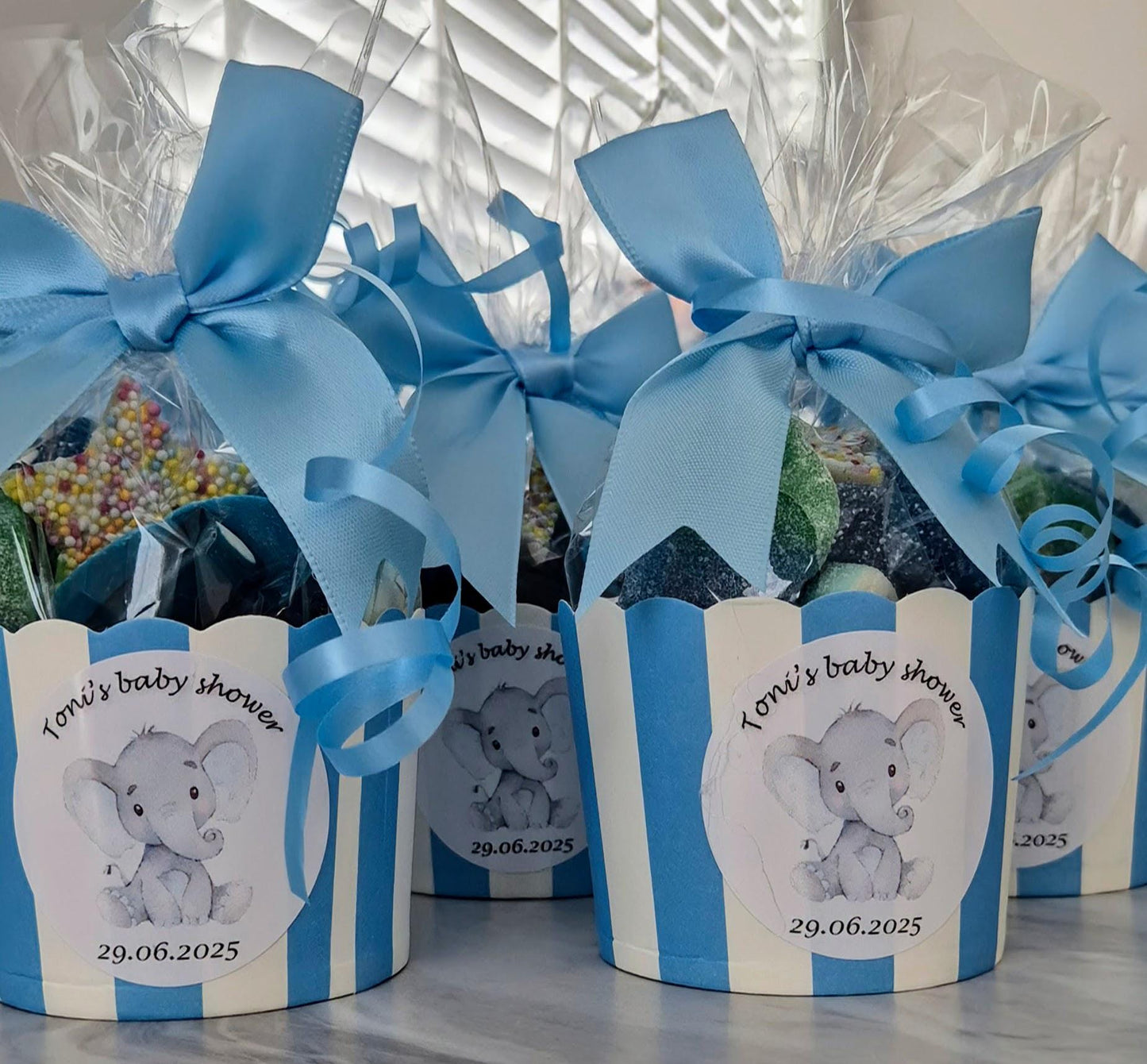 Baby Shower Sweet Cups: Blue Candy Favors - Gender Reveal