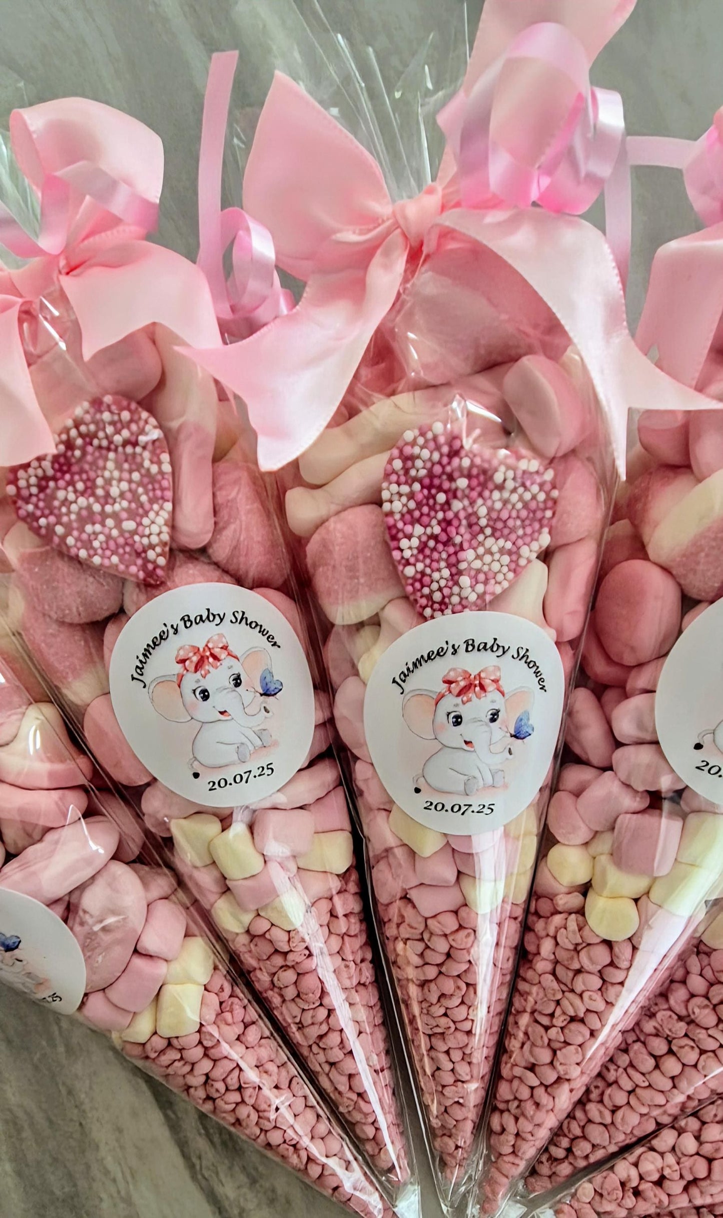 Pink Candy Cones: Baby Shower Party Favors