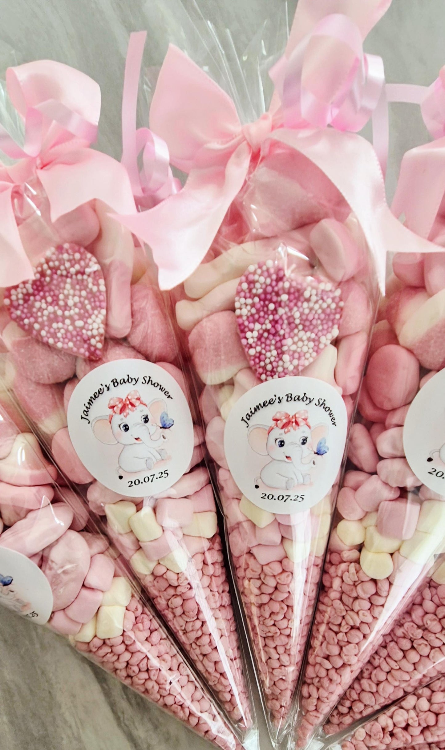 Pink Candy Cones: Baby Shower Party Favors