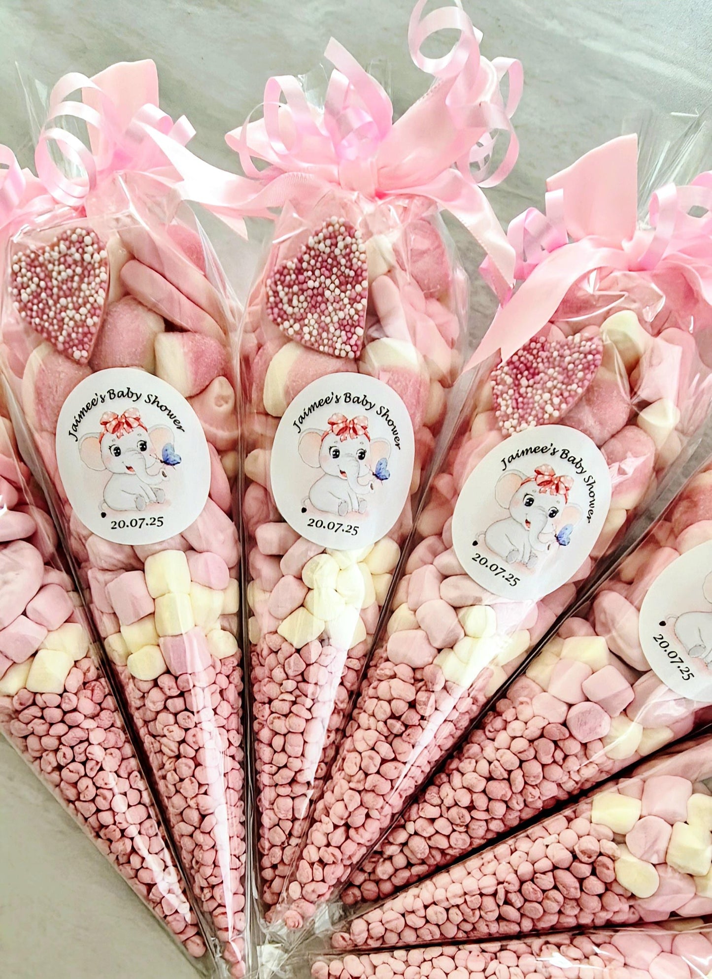 Pink Candy Cones: Baby Shower Party Favors