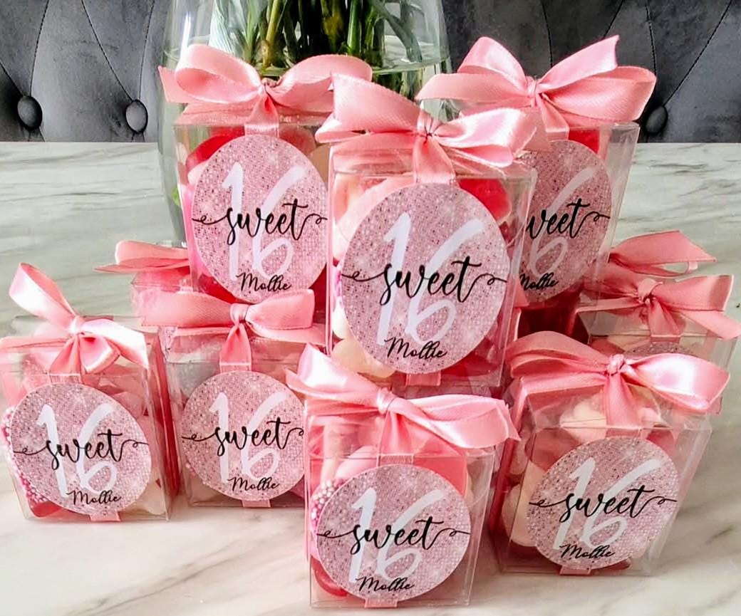 Sweet cubes - Sweet sixteen sweet boxes - Personalised filled sweet cubes - Birthday party favours