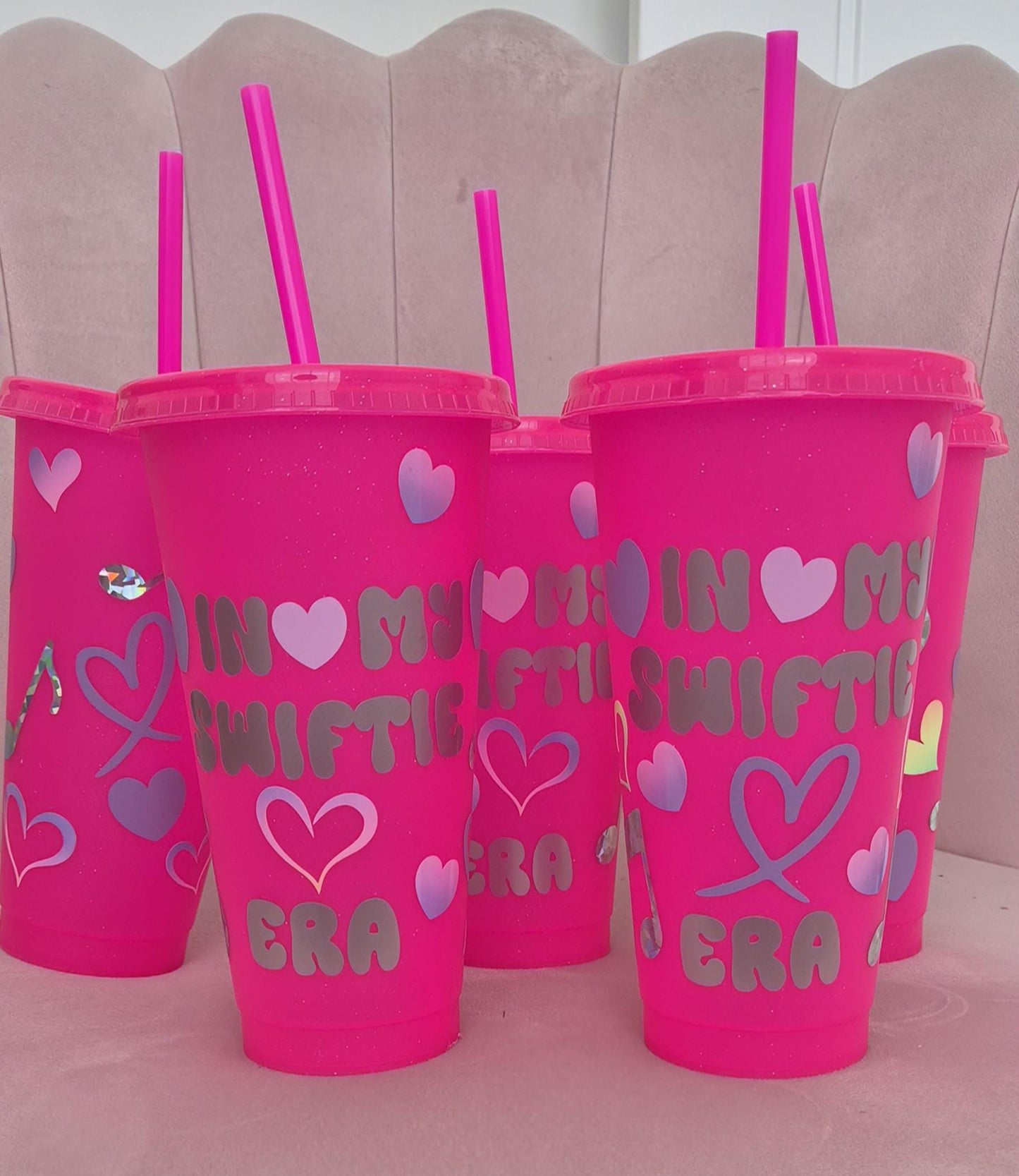 Pink Glitter Swiftie Cup: Reusable Cold Cup Tumbler