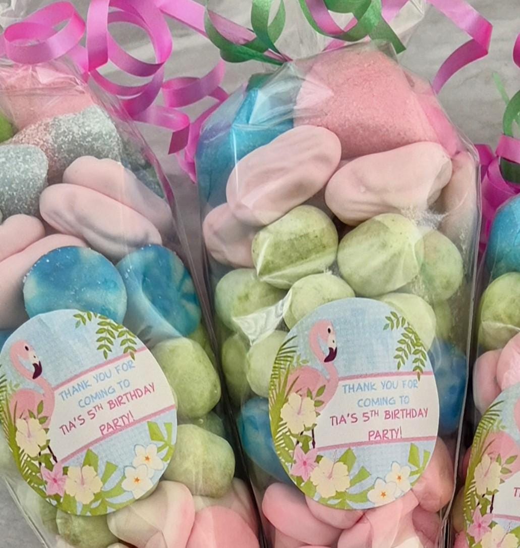 Flamingo Party Favor Cones: Personalized Birthday Treats