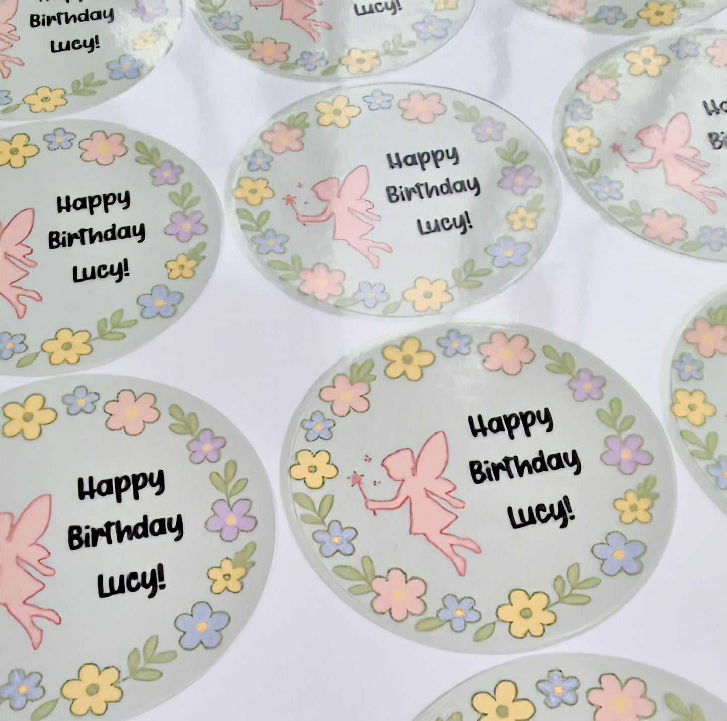 Fairy inspired sticker- 24 Glossy Fairy themed-stickers- 45mm circular stickers a4 sheet - 24 in total