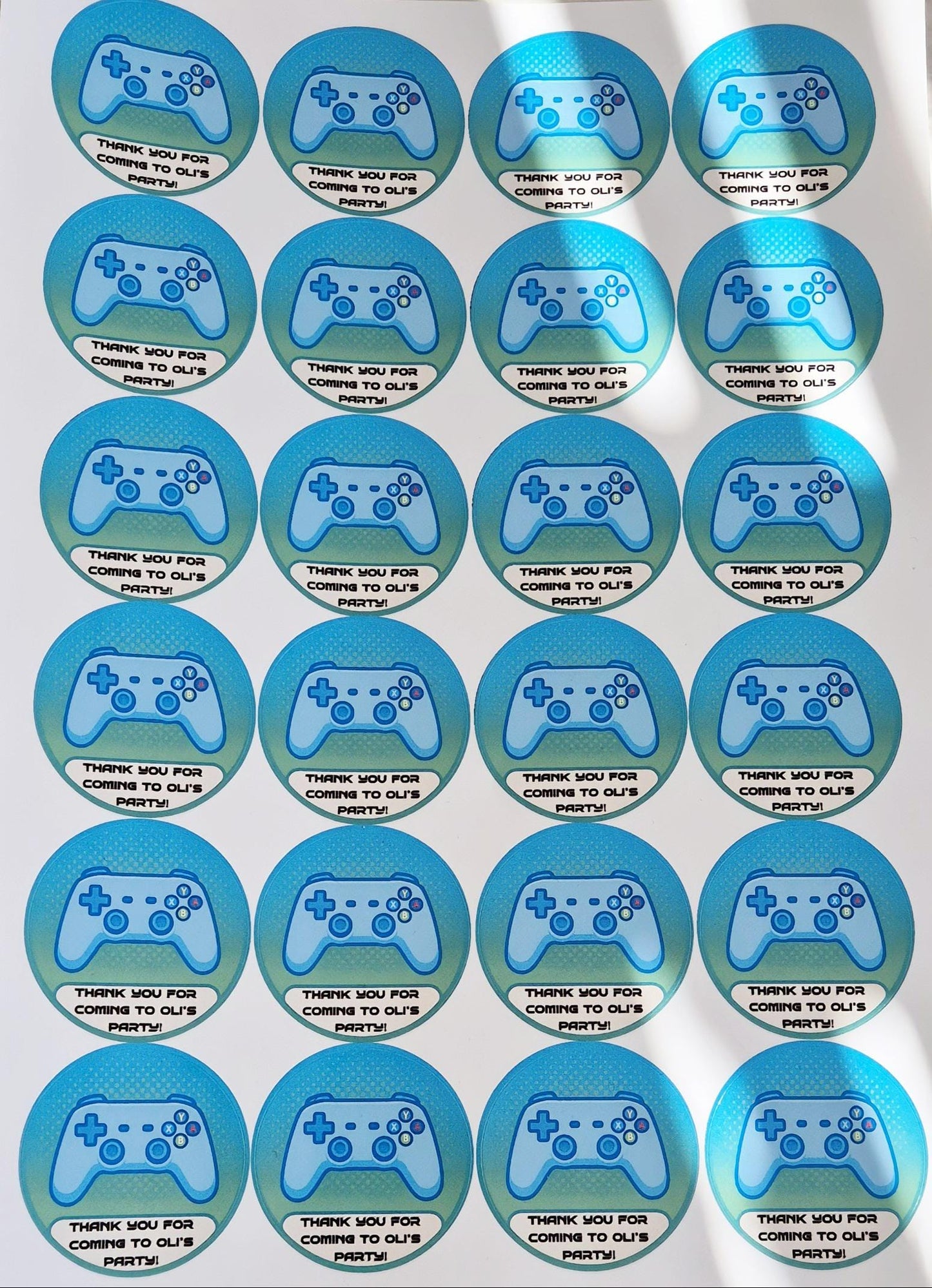 Gaming inspired stickers- Gaming themed 24 Glossy stickers- 45mm circular stickers a4 sheet - 24 in total