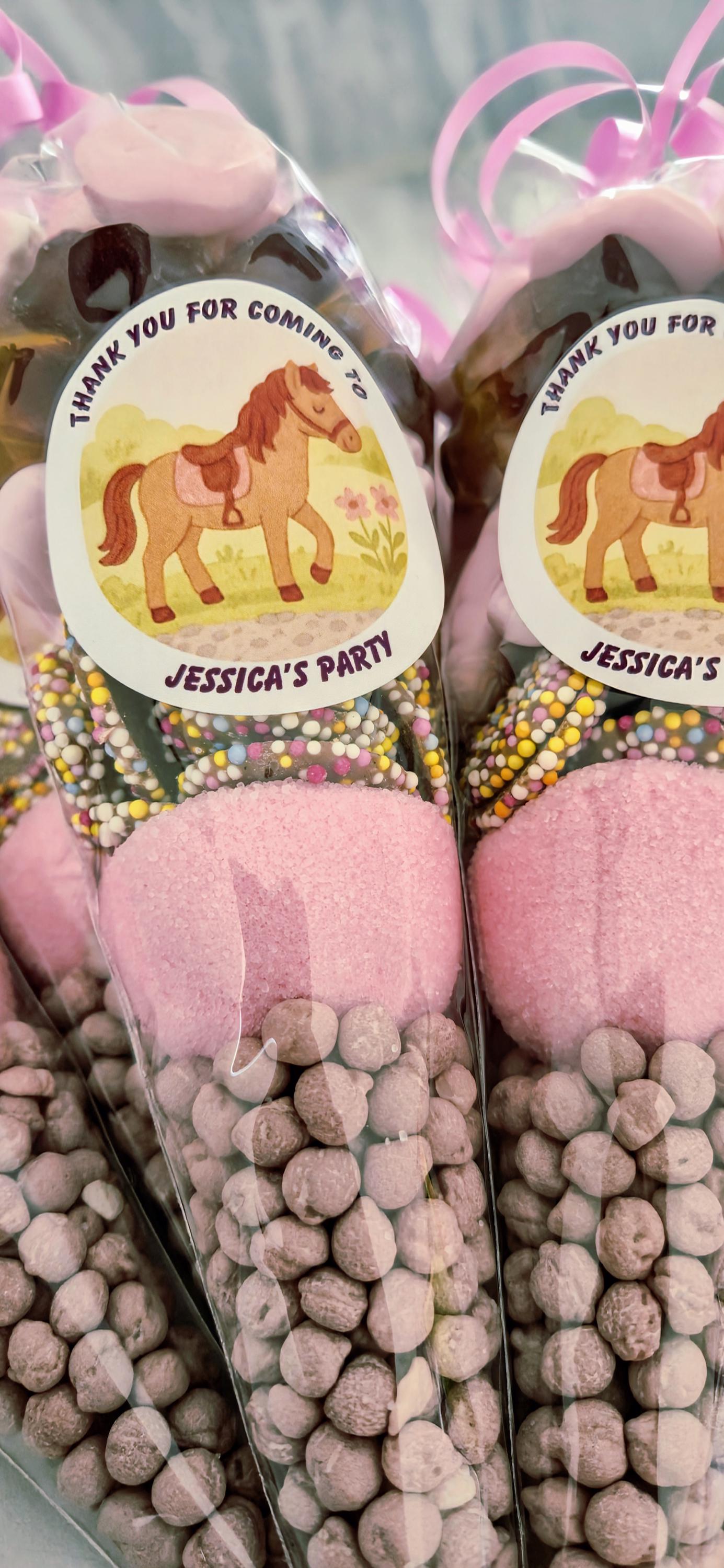Horse Themed Party Cones: Personalized Sweet Treats