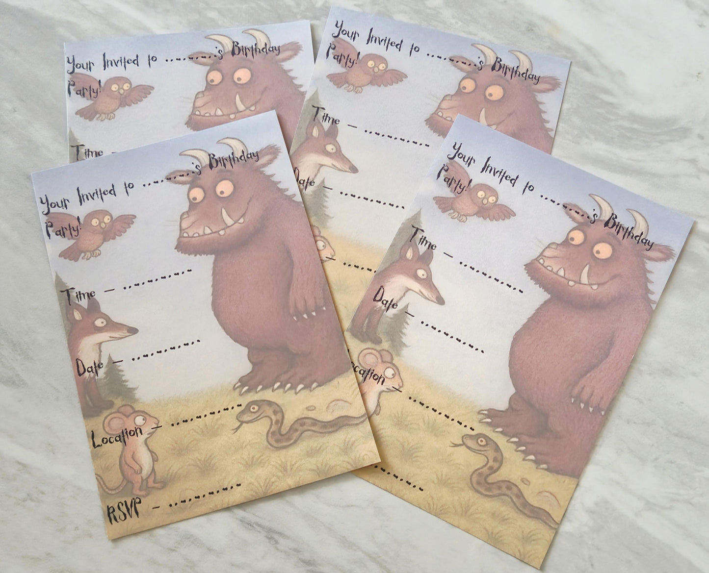 Gruffalo-inspired party invites - kids party - Party invites