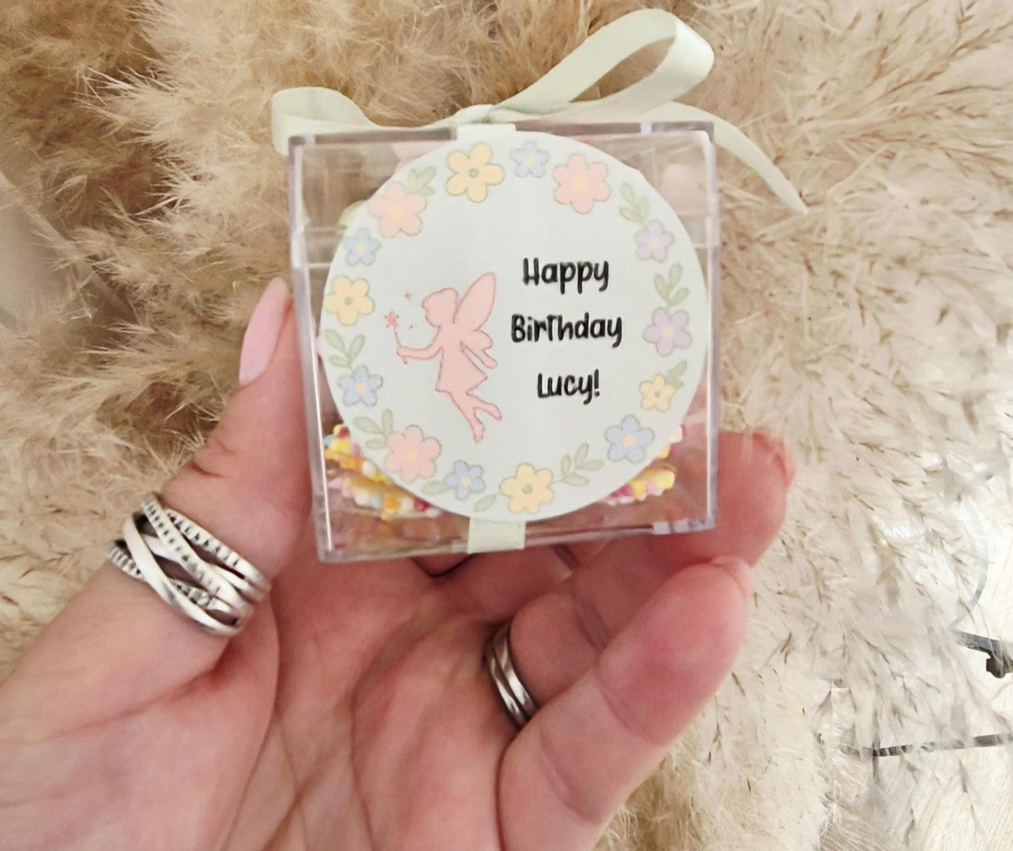 Sweet cubes - Fairy inspired sweet boxes - Personalised filled sweet cubes - Birthday party favours
