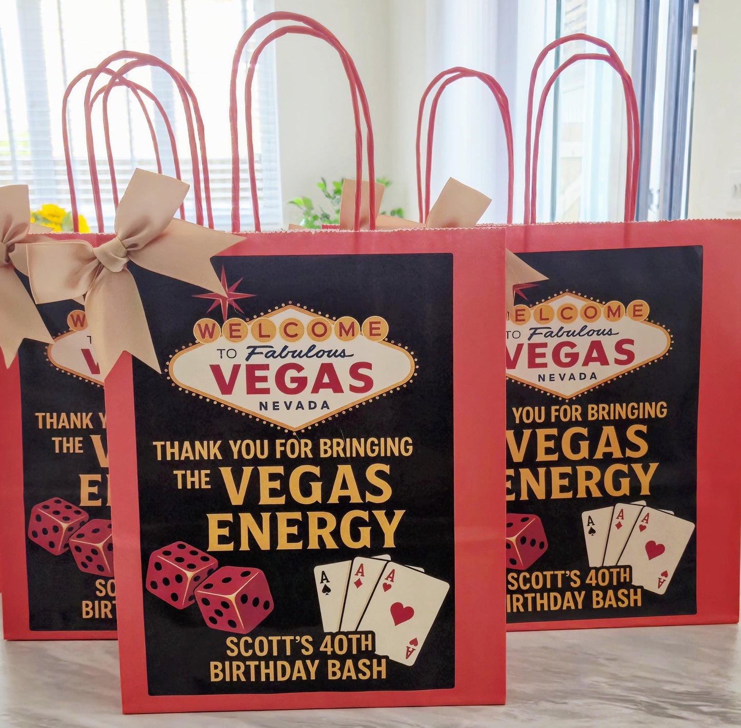 Personalized Vegas Party Favor Bags: Casino Night Gift Bags