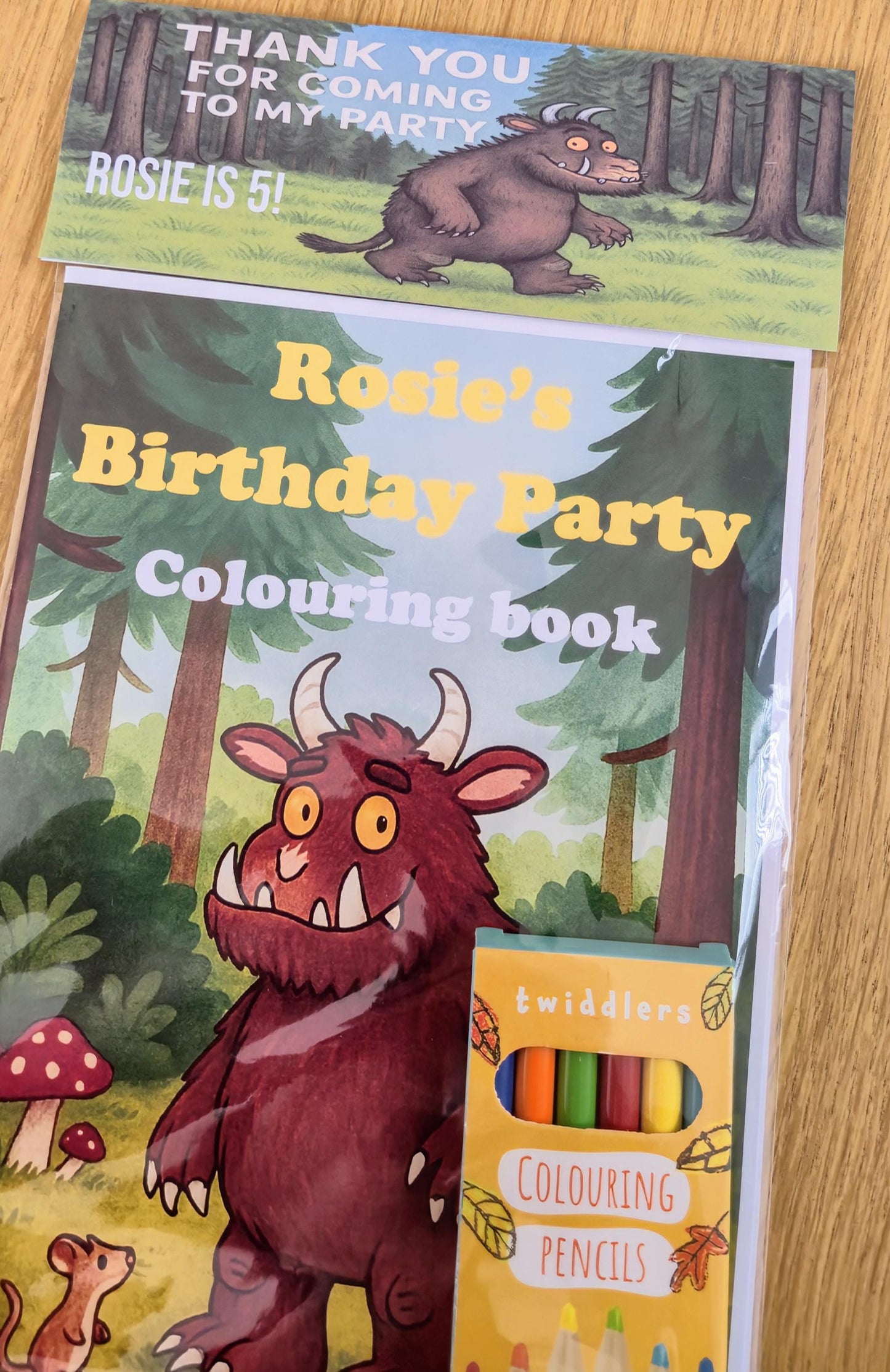 Gruffalo inspired personalised colouring book - Party favour - Kids Party