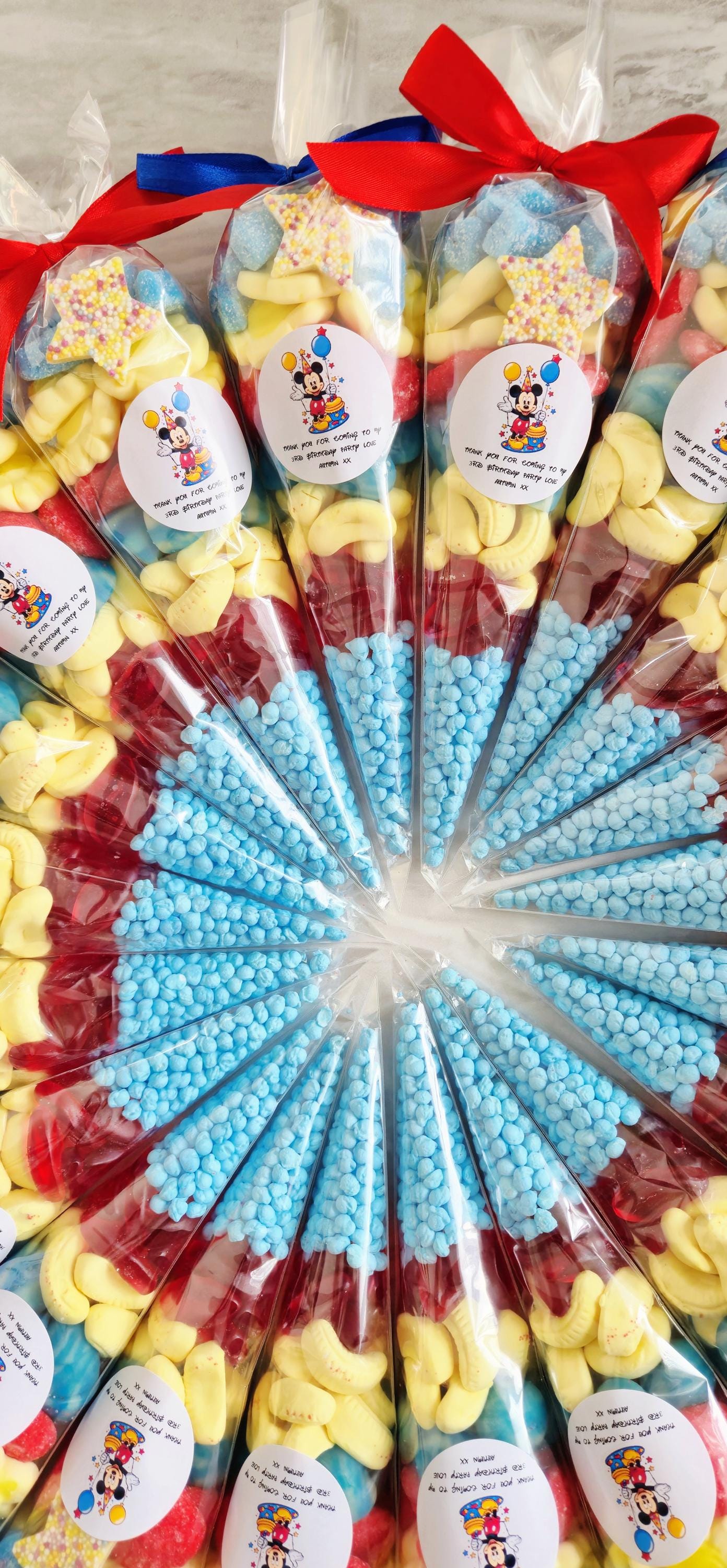 Mickey inspired sweet cones - Party Favours- prefilled sweetcones