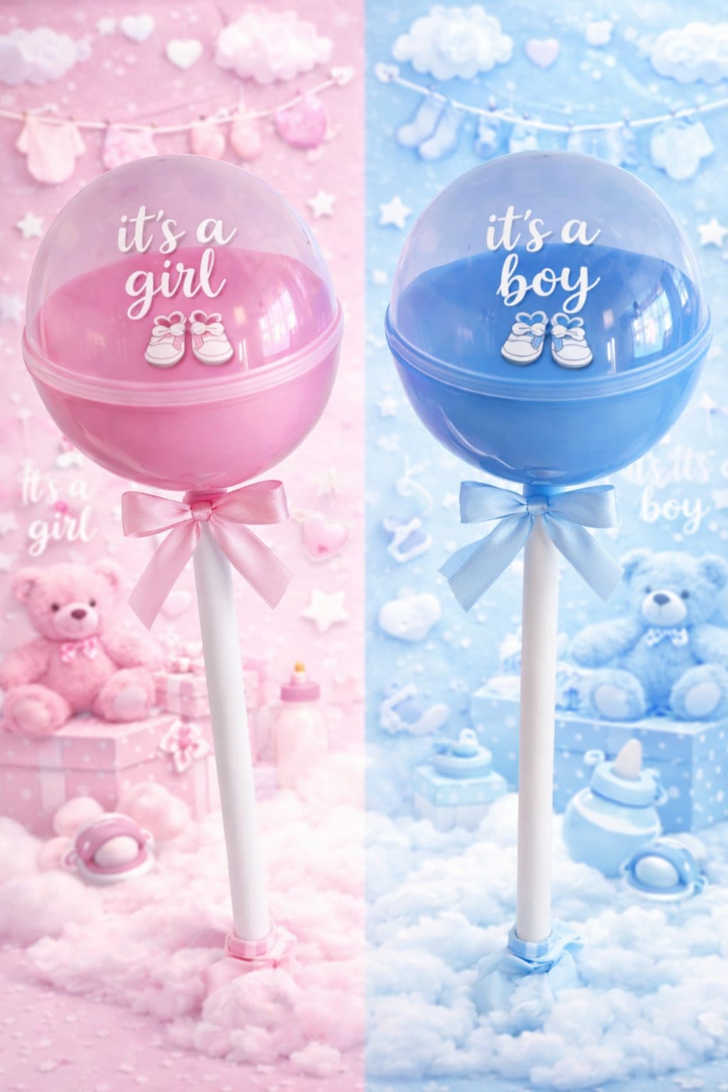 Personalised Giant Baby Shower Fillable Lollipop | Pink or Blue