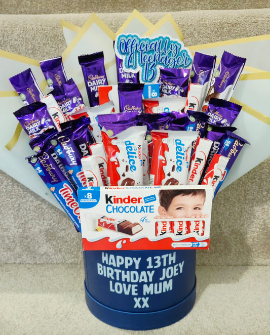 Kinder/Cadbury Hat Box Bouquet