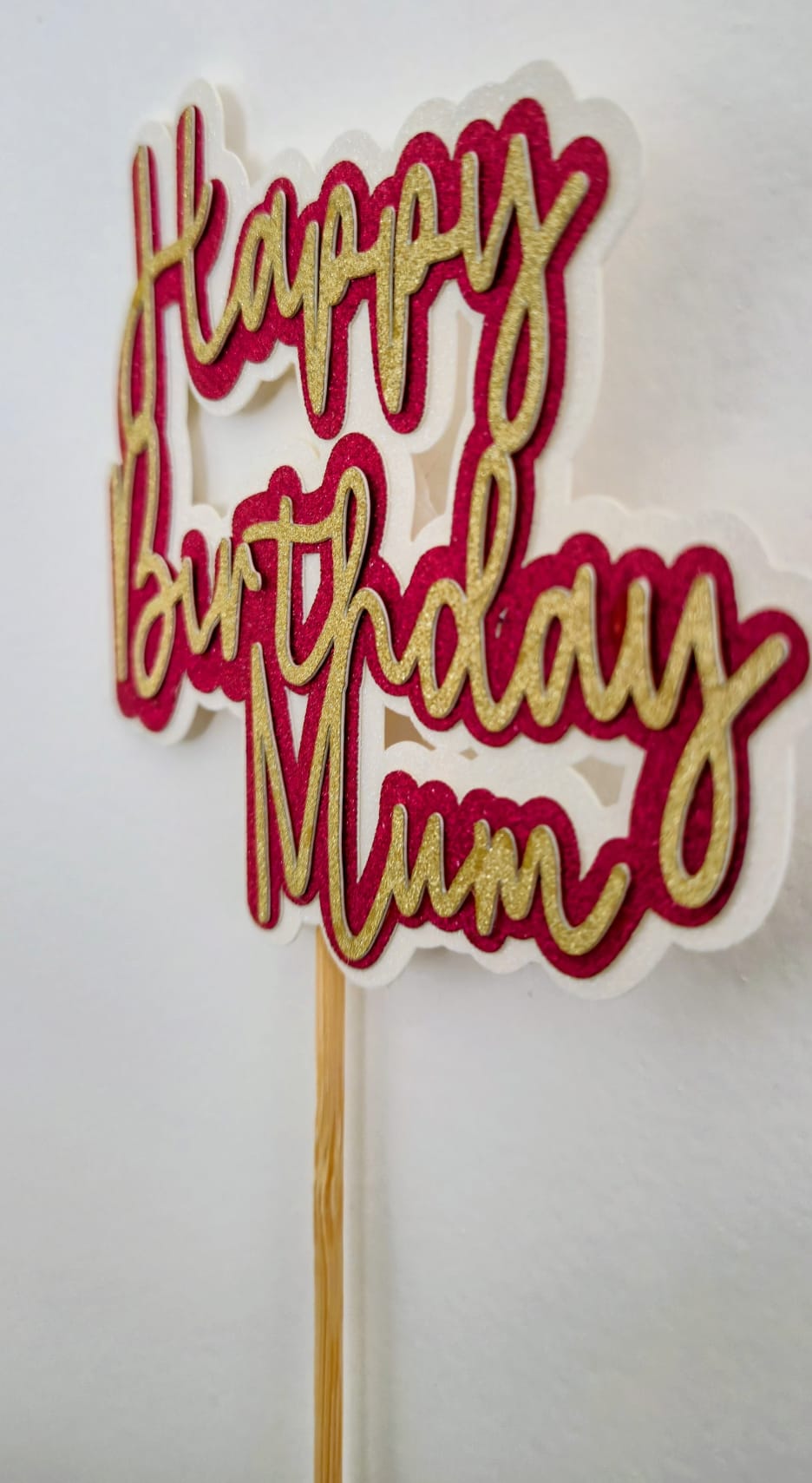Personalised “Happy Birthday” Cake Topper – Glitter Layered Design