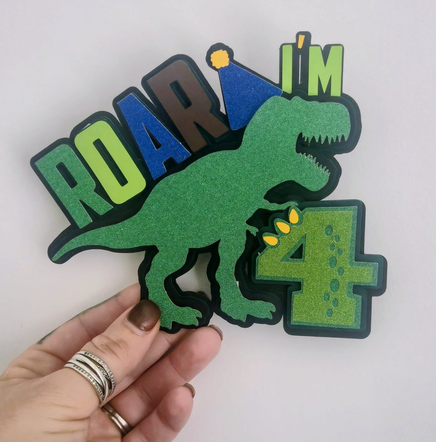 ROAR I'm 4 Dinosaur Cake Topper