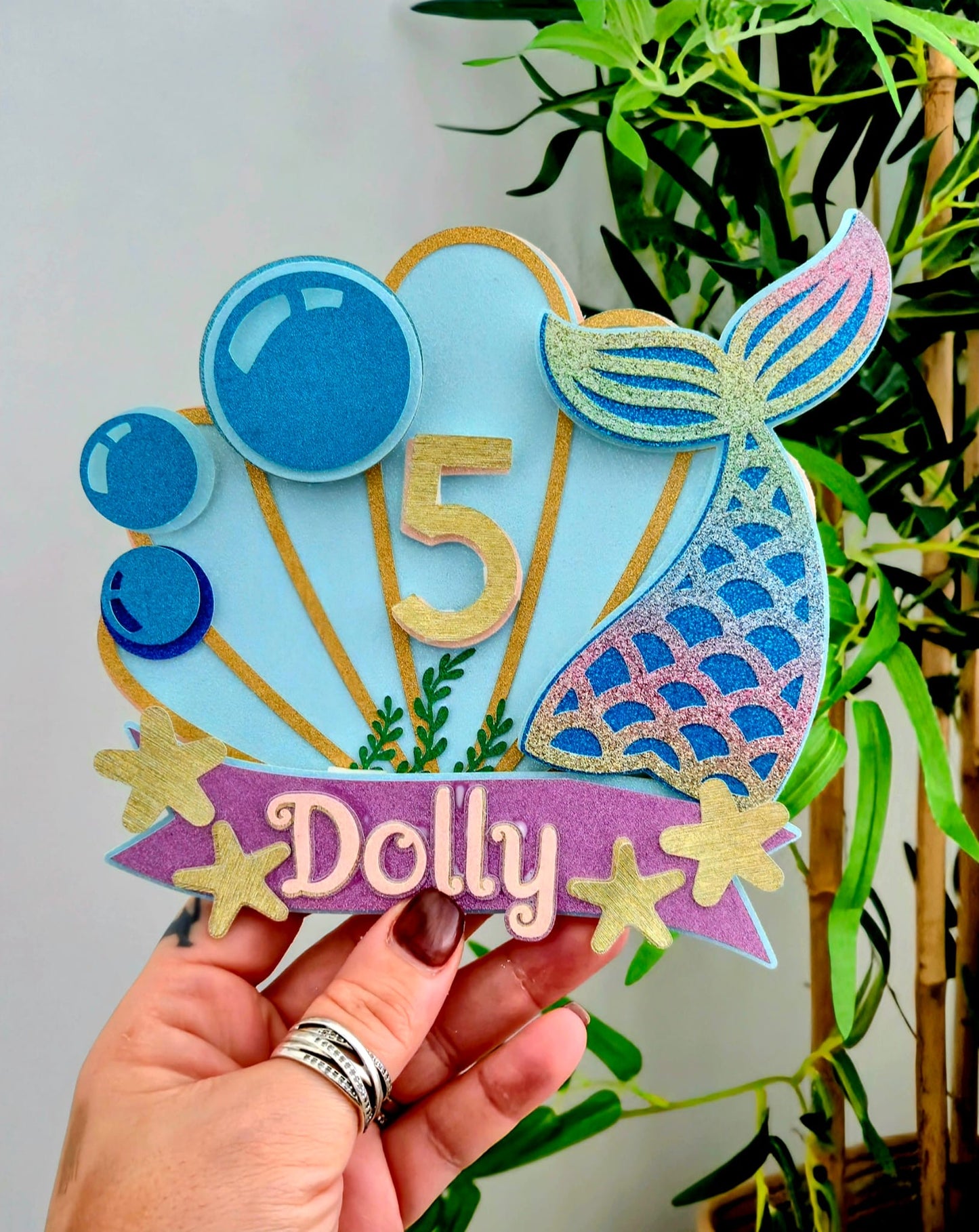 Personalised Mermaid Birthday Cake Topper | Custom Cake Decoration