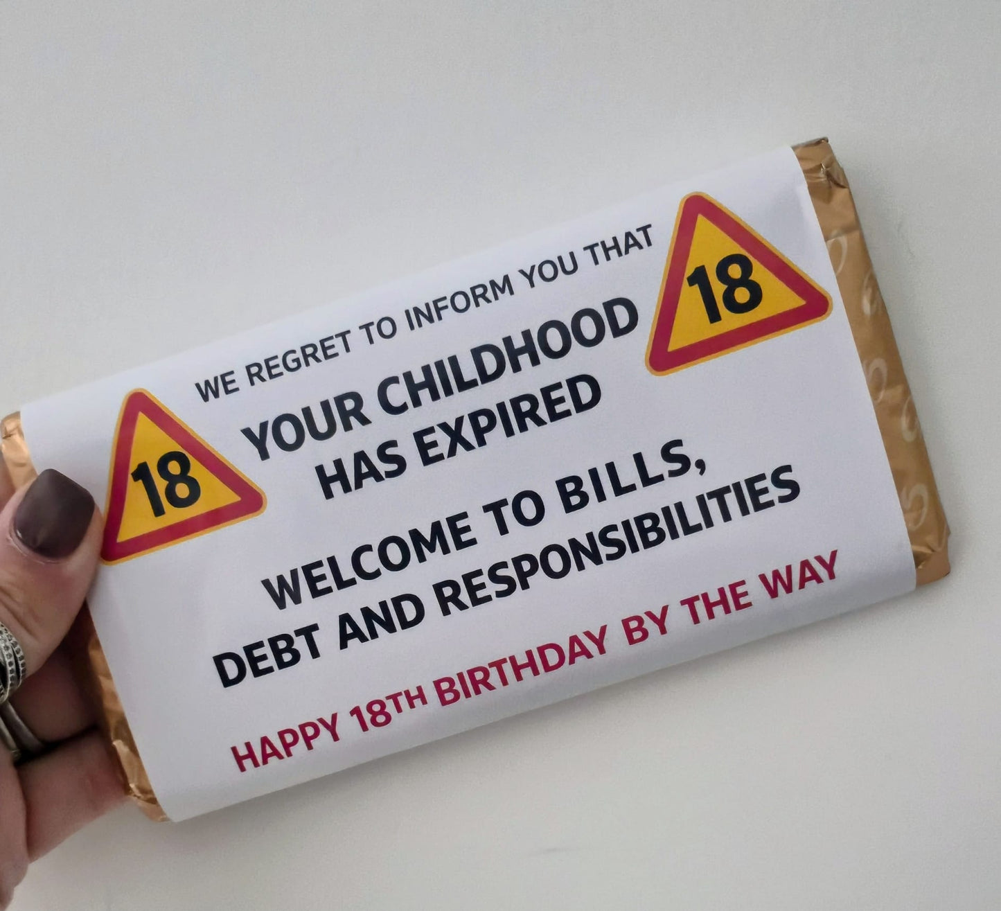 Funny 18th Birthday Chocolate Bar | Childhood Expired Gift UK