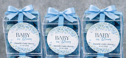 Personalised Blue Baby Shower Sweet Cubes | Baby Shower Favour Boxes