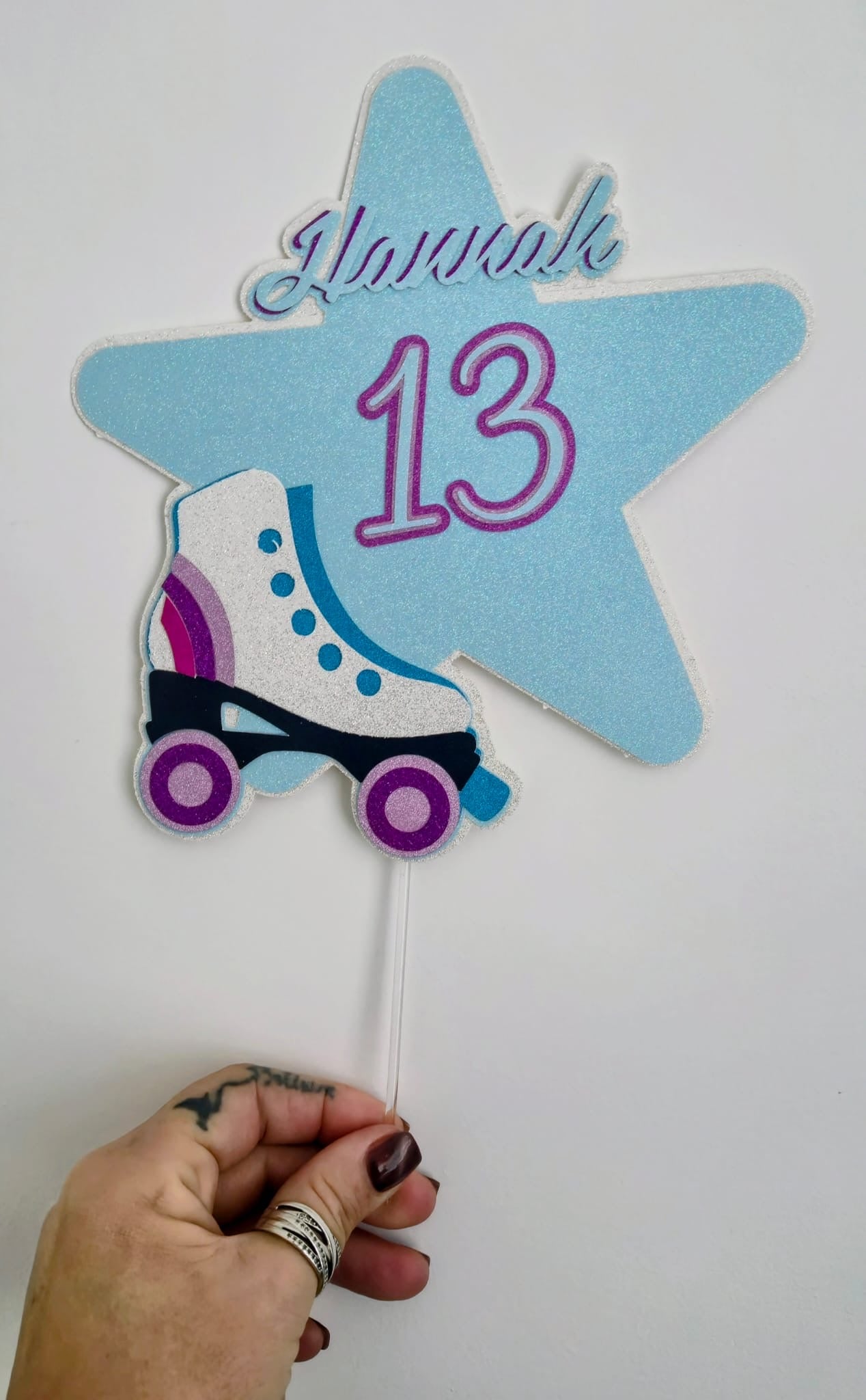 Personalised Roller Skate Birthday Cake Topper | Name & Age