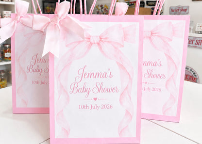 Personalised Pink Baby Shower Party Bags | Adventure Awaits