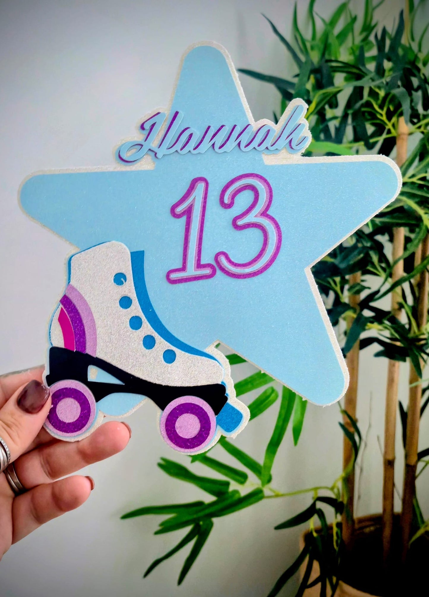 Personalised Roller Skate Birthday Cake Topper | Name & Age
