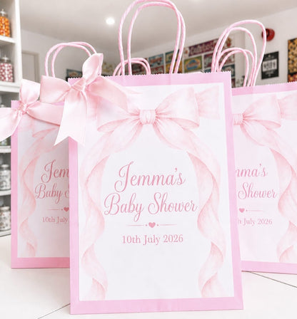 Personalised Pink Baby Shower Party Bags | Adventure Awaits