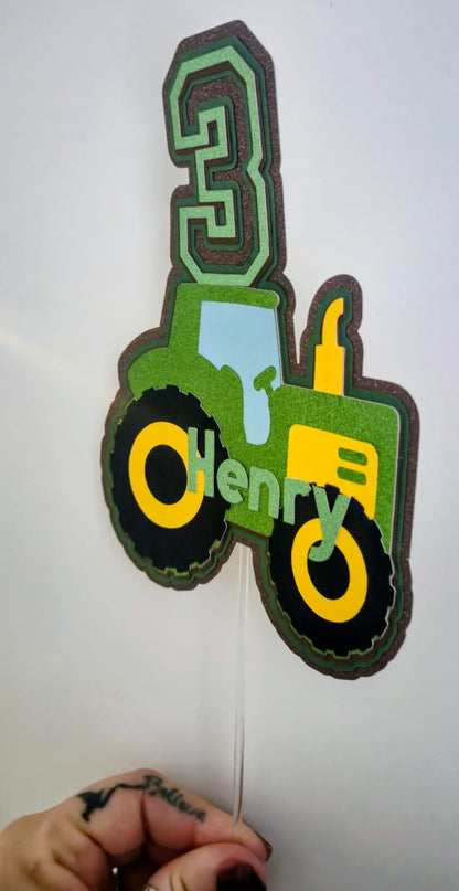 Personalised Tractor Birthday Cake Topper | Name & Age