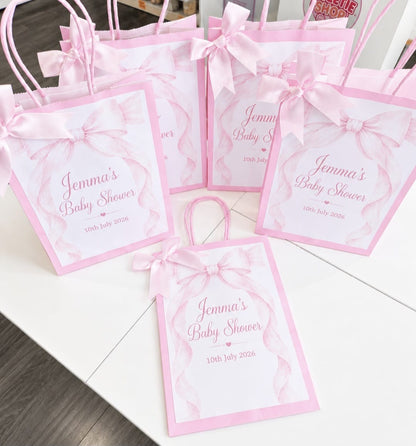 Personalised Pink Baby Shower Party Bags | Adventure Awaits